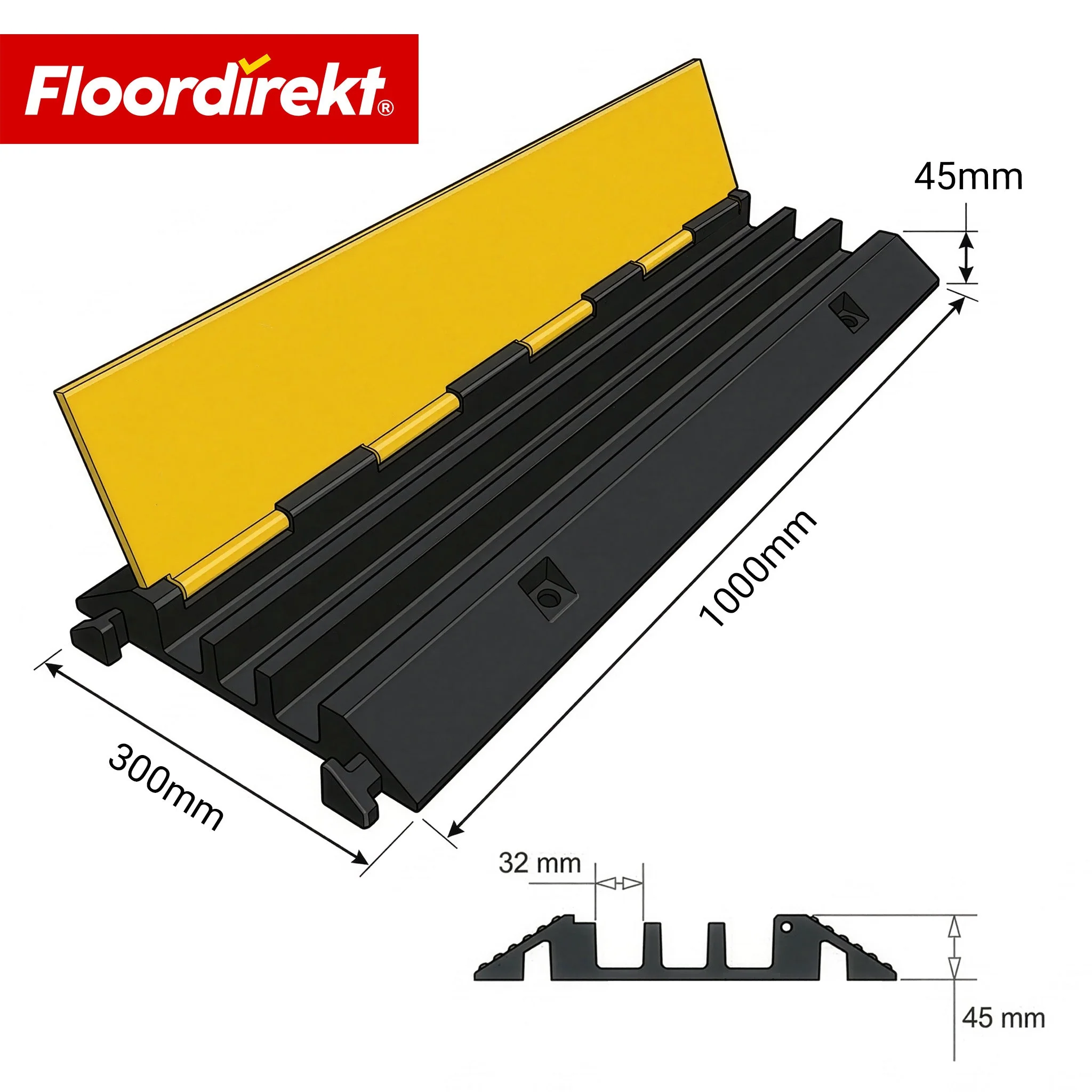 Kabelbrücke aus Gummi mit PVC-Klappe | Kabelschutzbrücke 1–5 Kanäle bis 20 t belastbar - Image 22