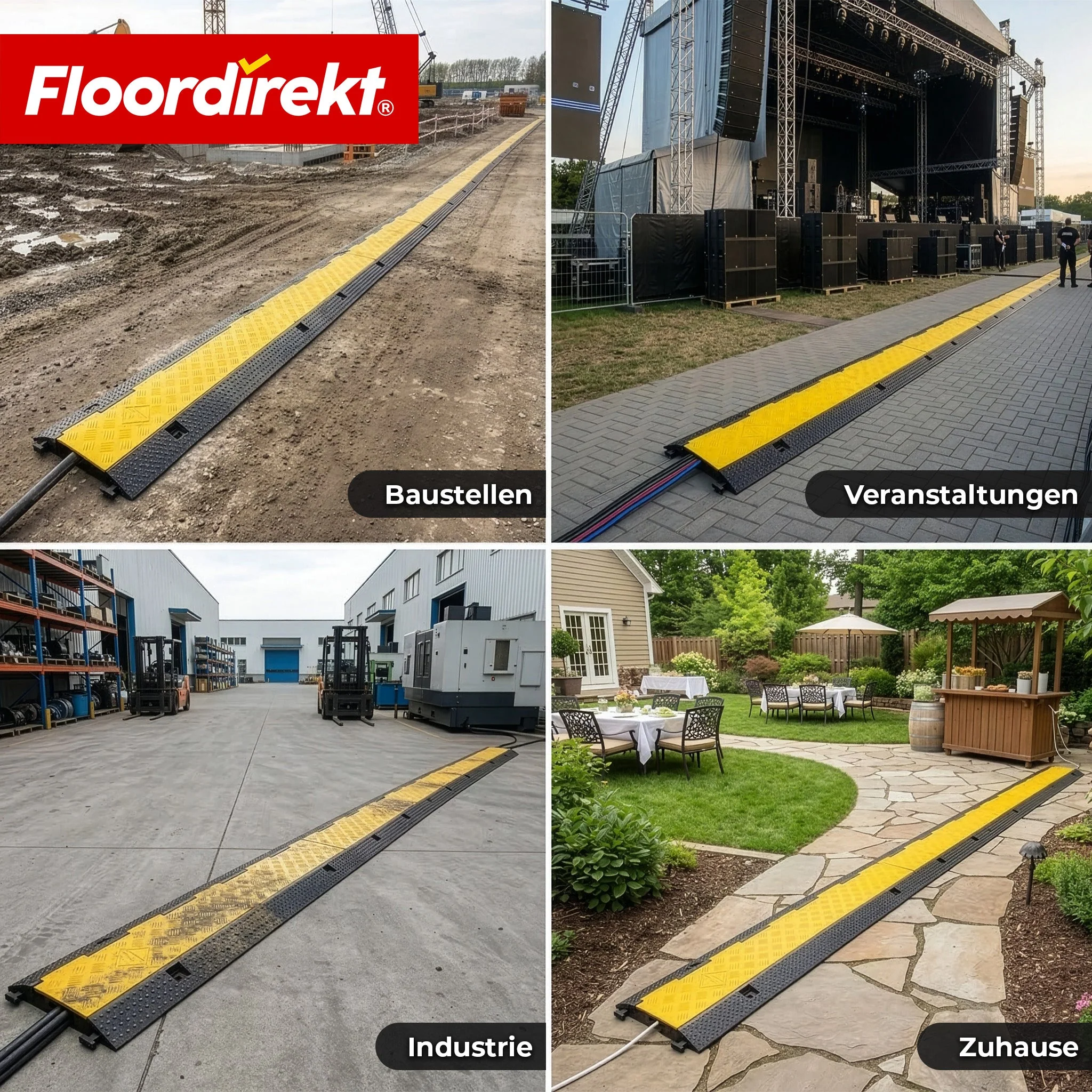 Kabelbrücke aus Gummi mit PVC-Klappe | Kabelschutzbrücke 1–5 Kanäle bis 20 t belastbar - Image 28