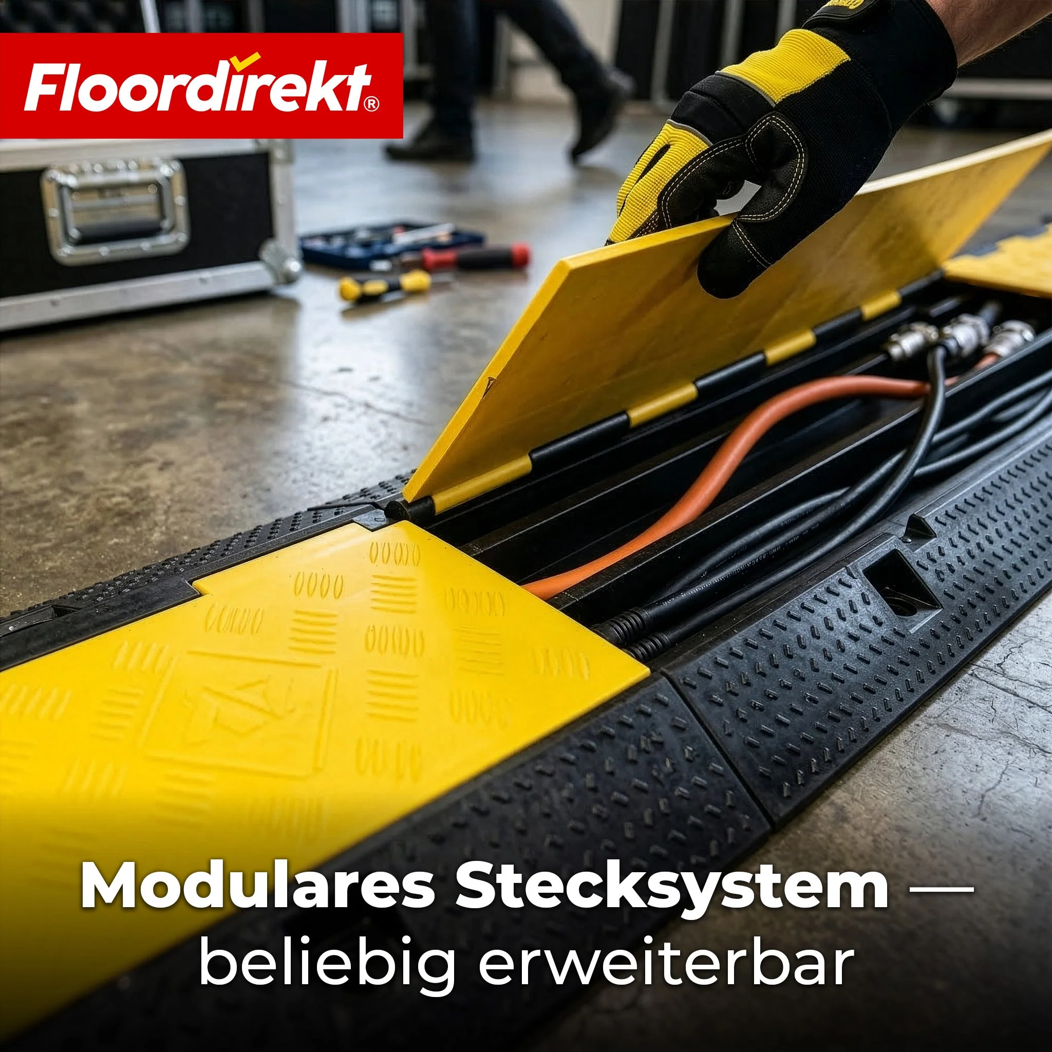 Kabelbrücke aus Gummi mit PVC-Klappe | Kabelschutzbrücke 1–5 Kanäle bis 20 t belastbar - Image 29