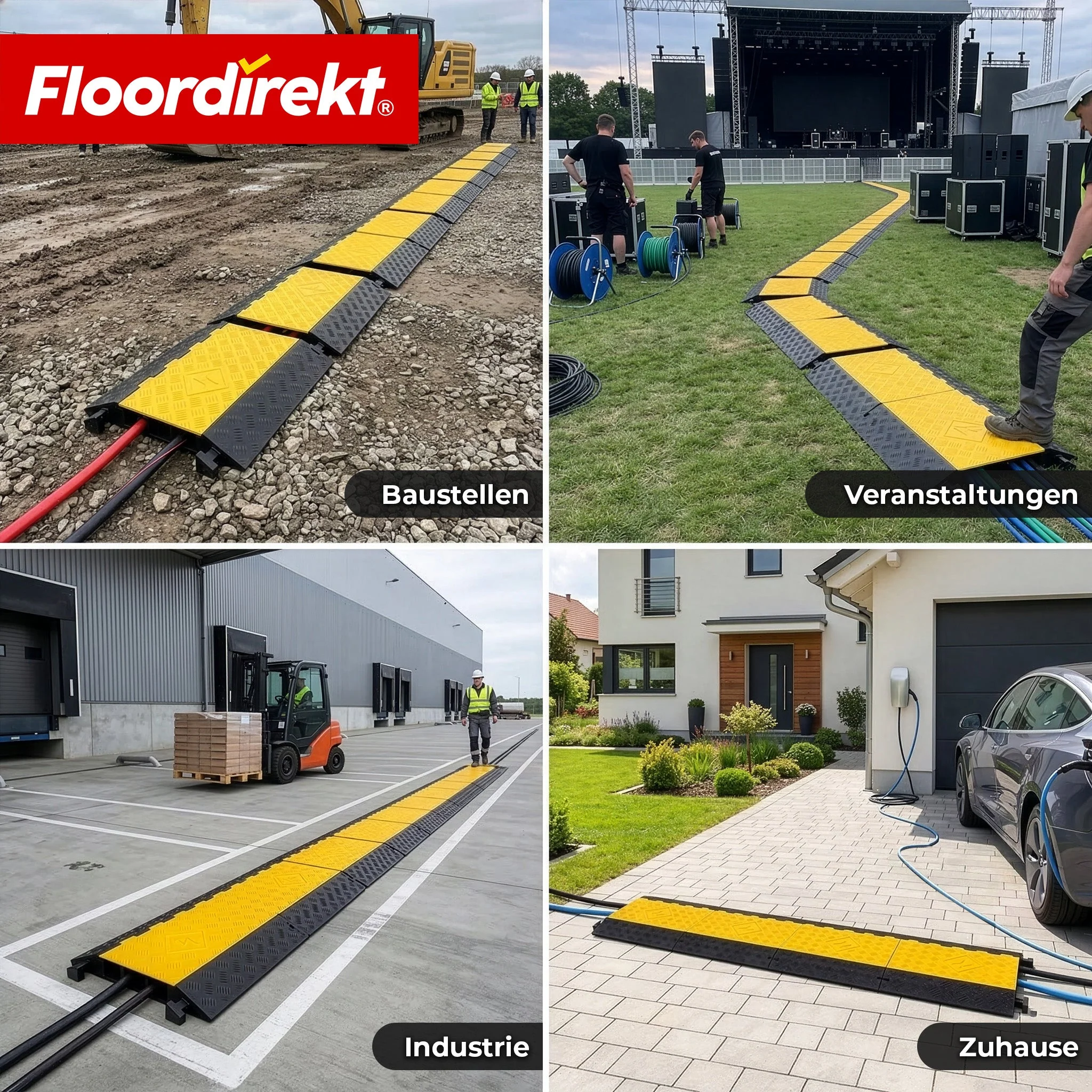 Kabelbrücke aus Gummi mit PVC-Klappe | Kabelschutzbrücke 1–5 Kanäle bis 20 t belastbar - Image 37