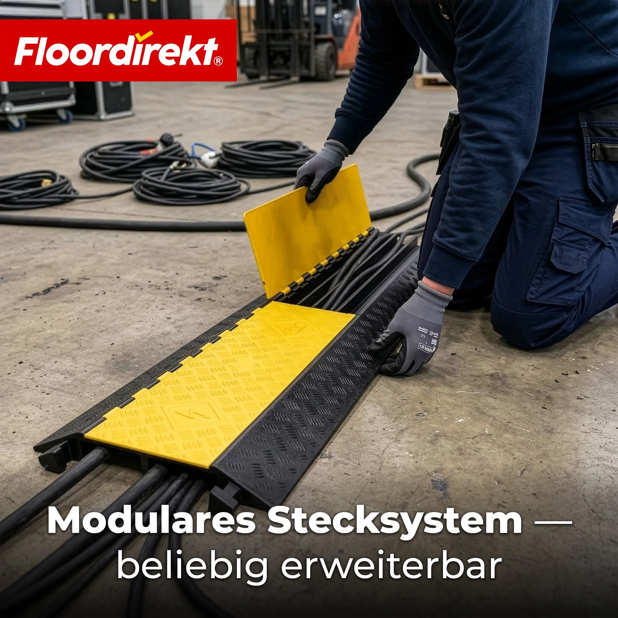 Kabelbrücke aus Gummi mit PVC-Klappe | Kabelschutzbrücke 1–5 Kanäle bis 20 t belastbar - Image 38