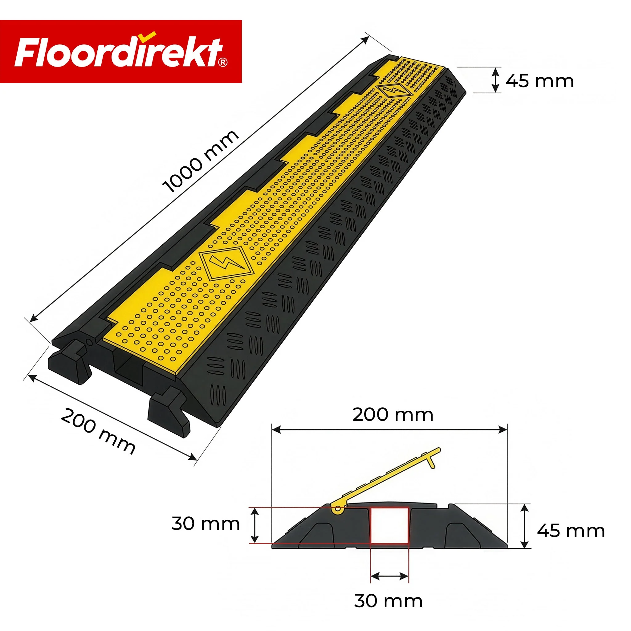Kabelbrücke aus Gummi mit PVC-Klappe | Kabelschutzbrücke 1–5 Kanäle bis 20 t belastbar - Image 4