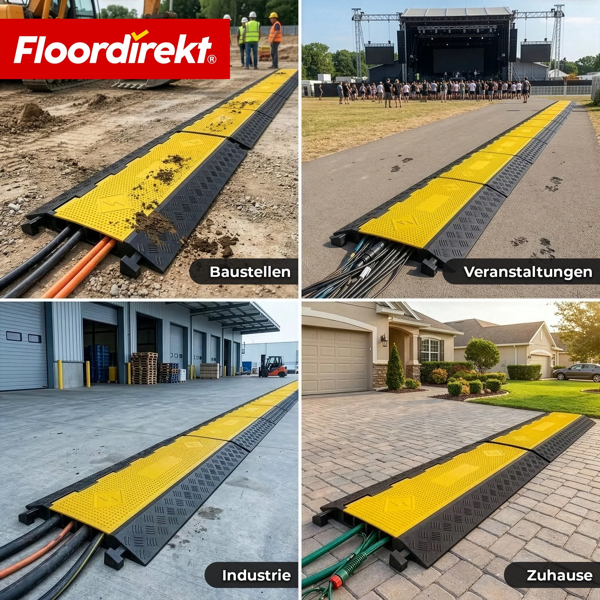 Kabelbrücke aus Gummi mit PVC-Klappe | Kabelschutzbrücke 1–5 Kanäle bis 20 t belastbar - Image 46