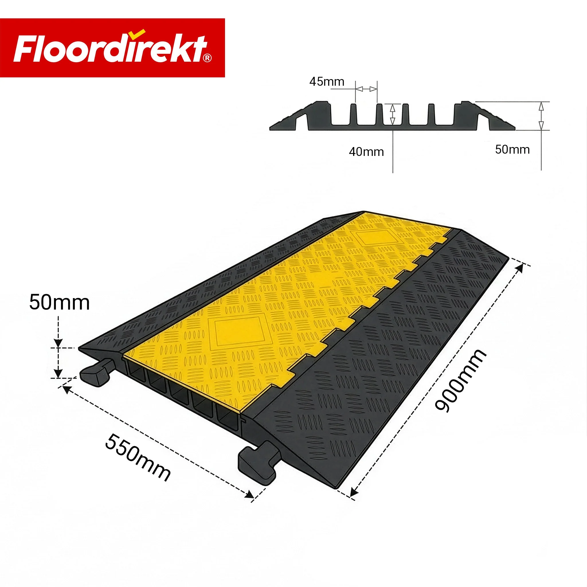 Kabelbrücke aus Gummi mit PVC-Klappe | Kabelschutzbrücke 1–5 Kanäle bis 20 t belastbar - Image 49