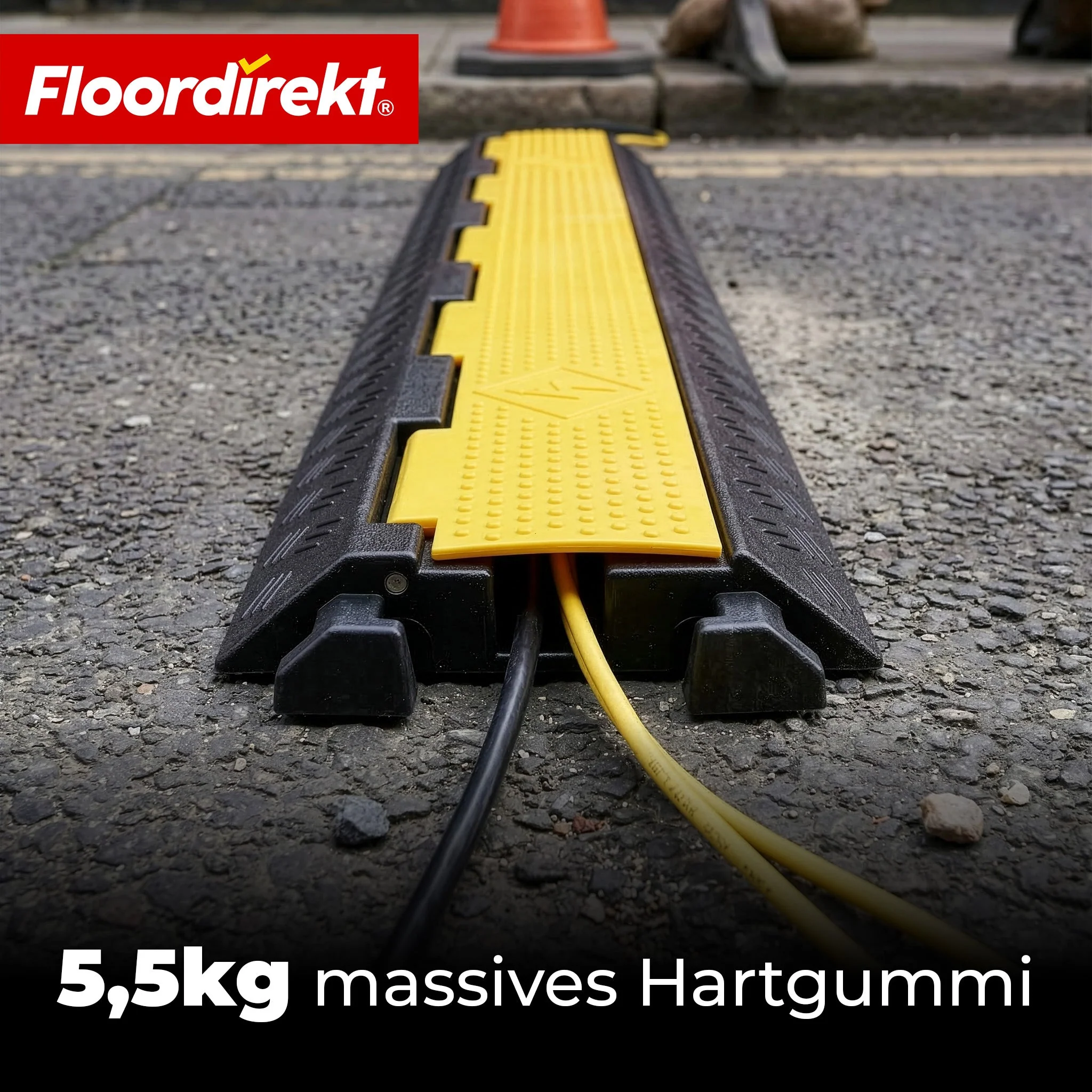 Kabelbrücke aus Gummi mit PVC-Klappe | Kabelschutzbrücke 1–5 Kanäle bis 20 t belastbar - Image 5