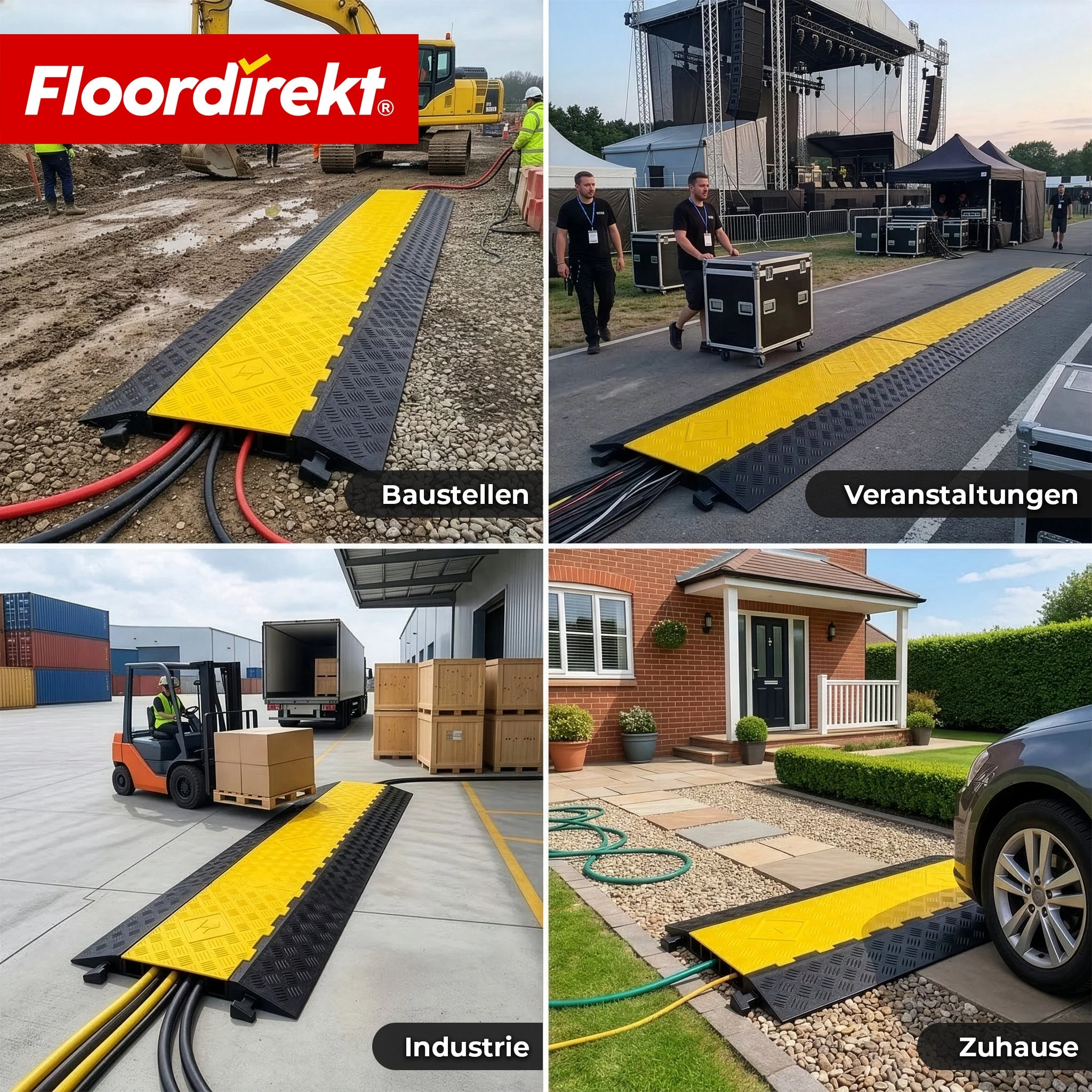 Kabelbrücke aus Gummi mit PVC-Klappe | Kabelschutzbrücke 1–5 Kanäle bis 20 t belastbar - Image 55