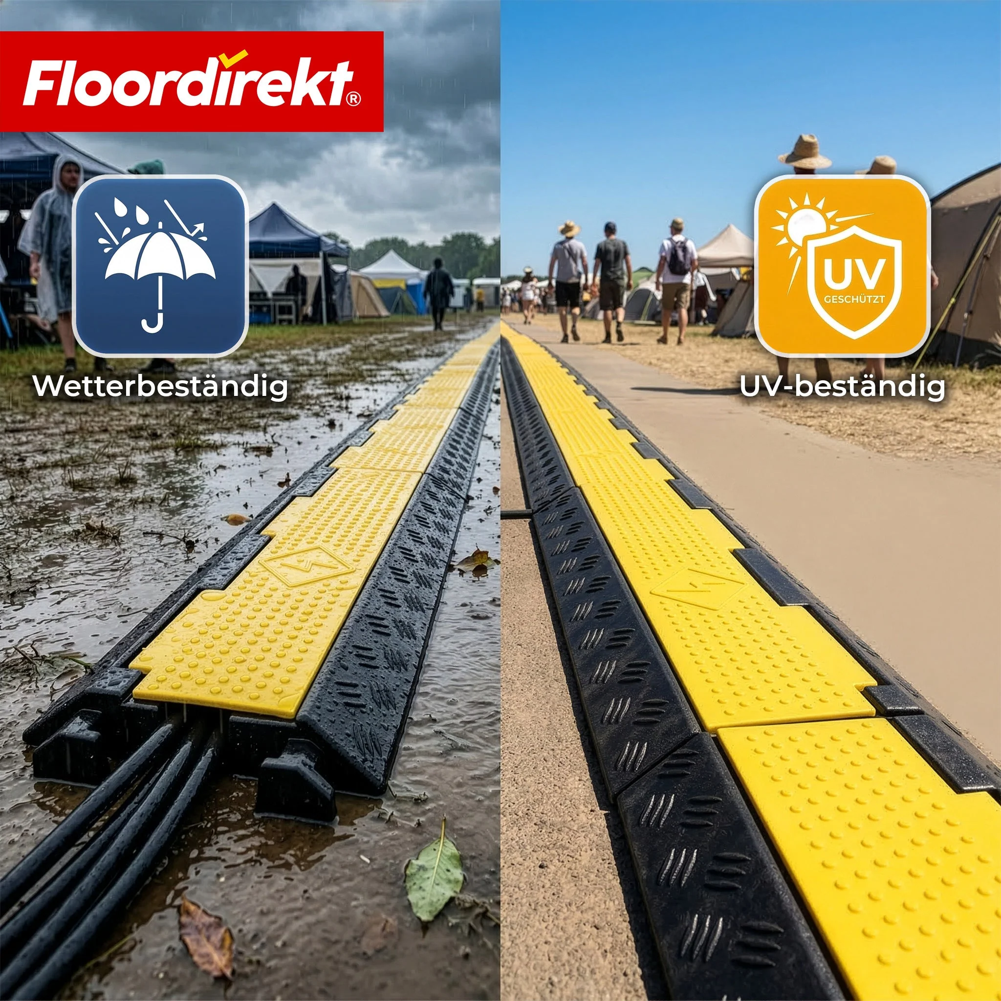 Kabelbrücke aus Gummi mit PVC-Klappe | Kabelschutzbrücke 1–5 Kanäle bis 20 t belastbar - Image 6