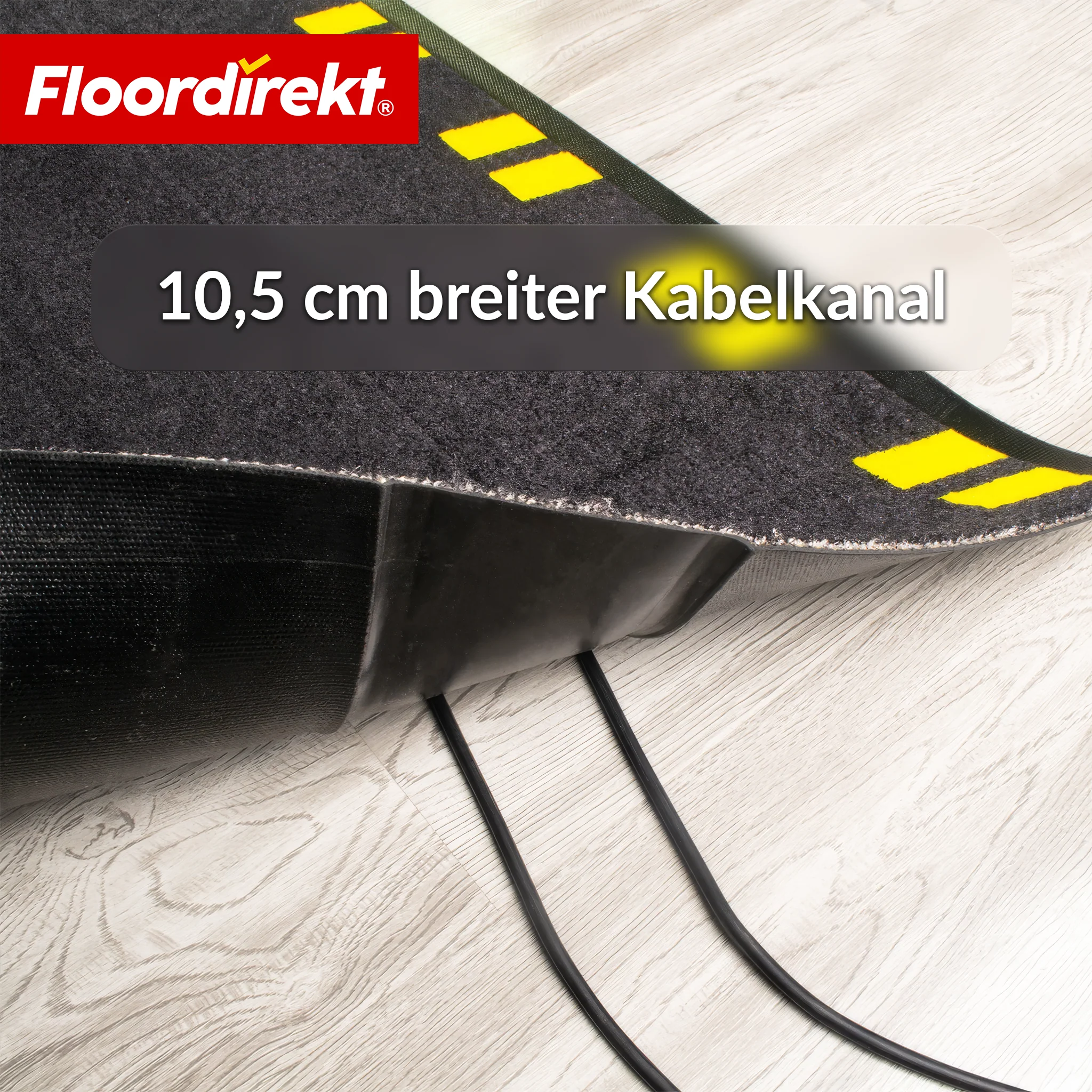 Kabelschutzmatte | Sonira | 120 × 40 cm | Rutschfeste Kabelbrücke mit Kabelkanal & Warnkanten für Innen- & Außenbereich - Image 3