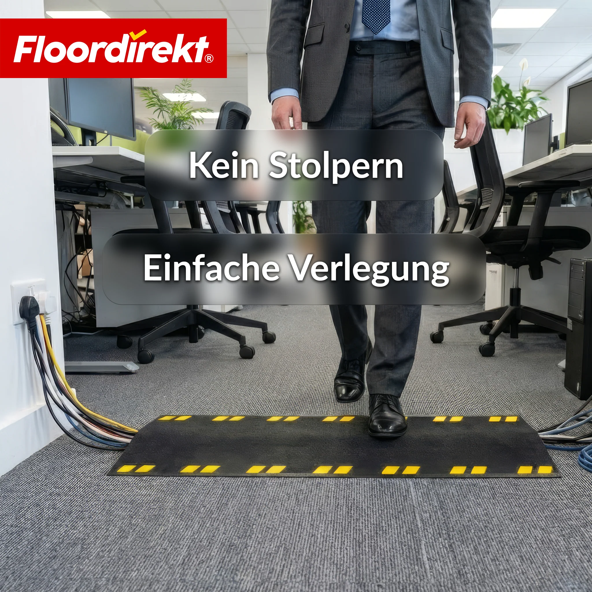 Kabelschutzmatte | Sonira | 120 × 40 cm | Rutschfeste Kabelbrücke mit Kabelkanal & Warnkanten für Innen- & Außenbereich - Image 4