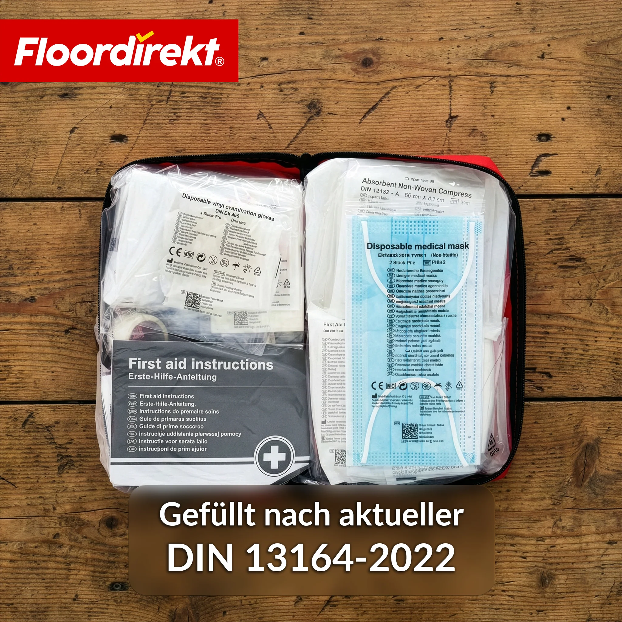 KFZ Verbandtasche DIN 13164:2022 | Erste Hilfe Set PKW | Auto Verbandskasten für gesetzlich vorgeschriebene Fahrzeugausstattung - Image 4