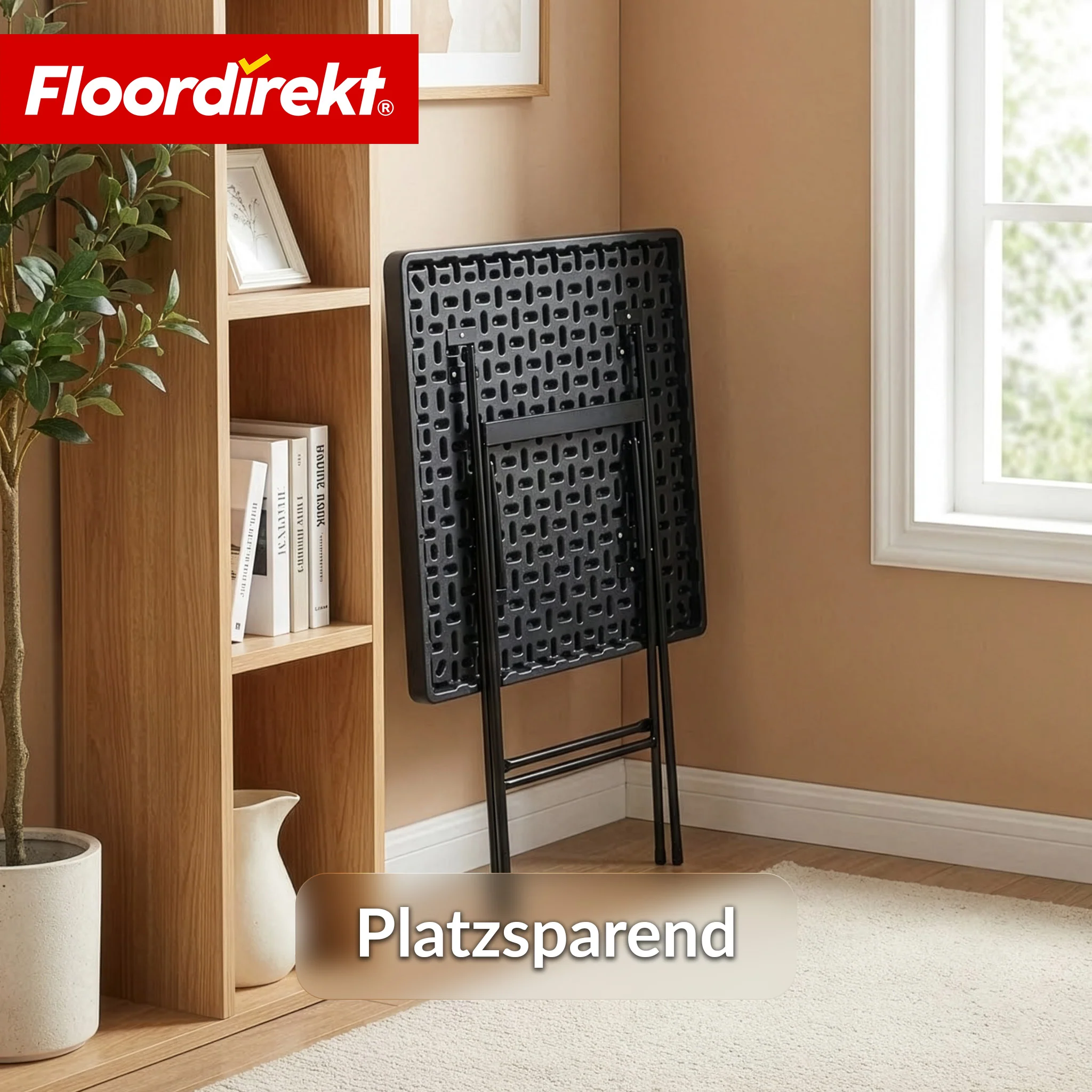 Klapptisch | Kobe | Schwarzer Gartentisch klappbar in Rattan-Optik | 60 × 60 cm - Image 6