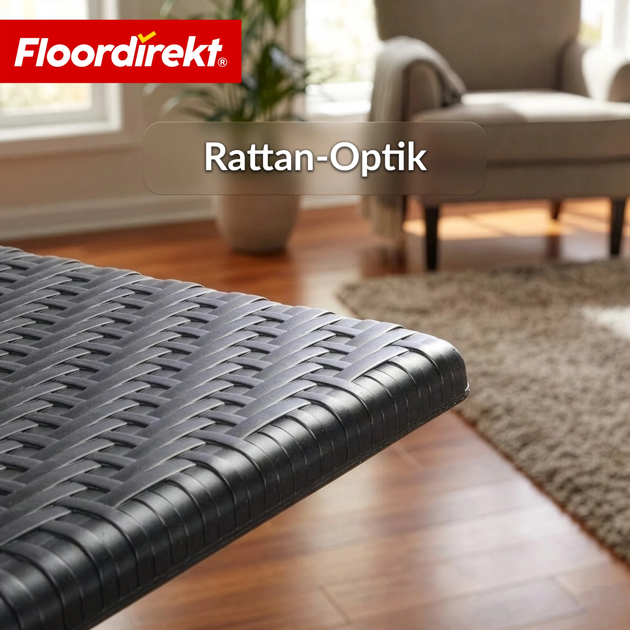 Klapptisch | Kobe | Schwarzer Gartentisch klappbar in Rattan-Optik | 60 × 60 cm - Image 8