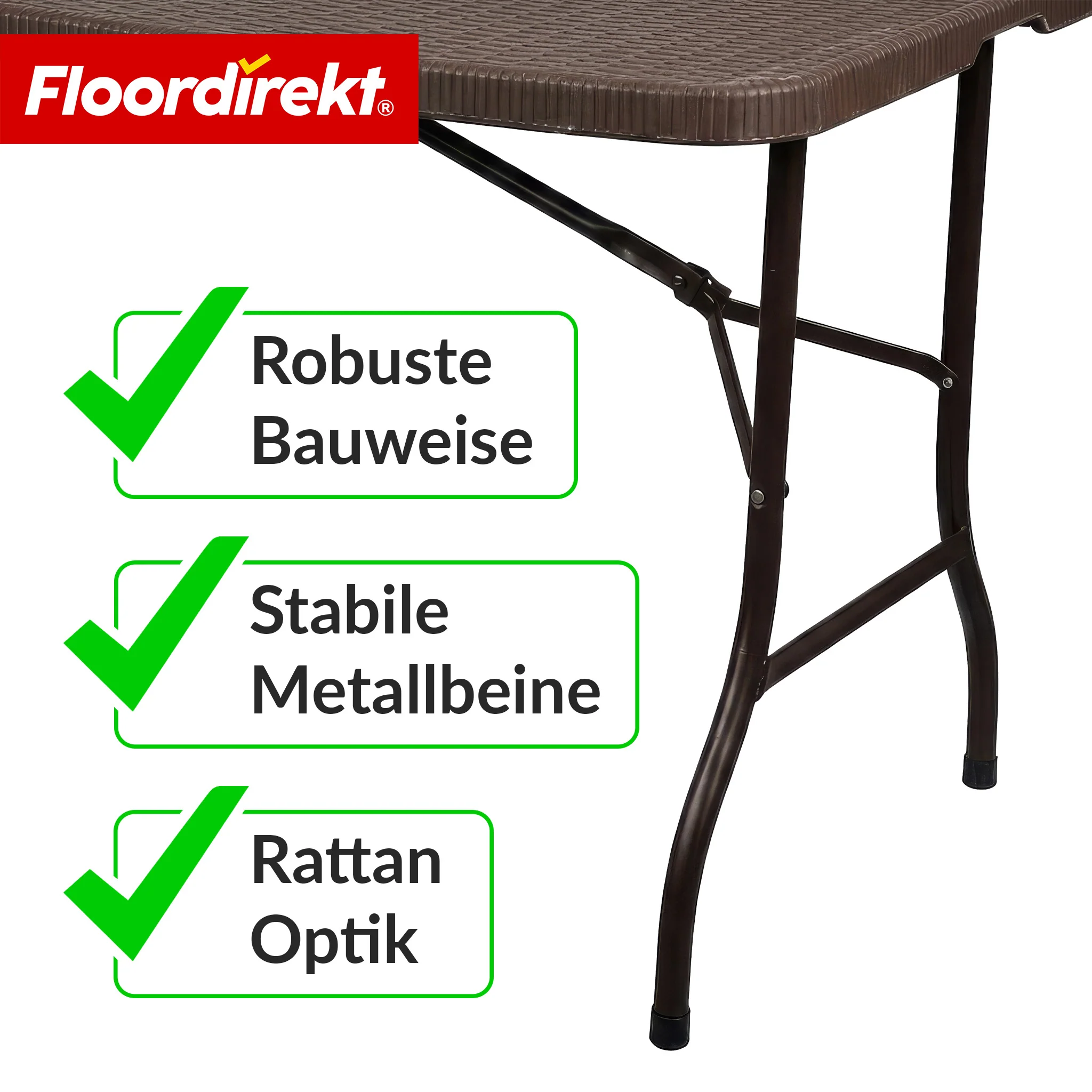 Gartentisch | Miyako | Wetterfester Klapptisch 183×75 cm | Faltbar mit Tragegriff für Garten, Terrasse & Events - Image 6