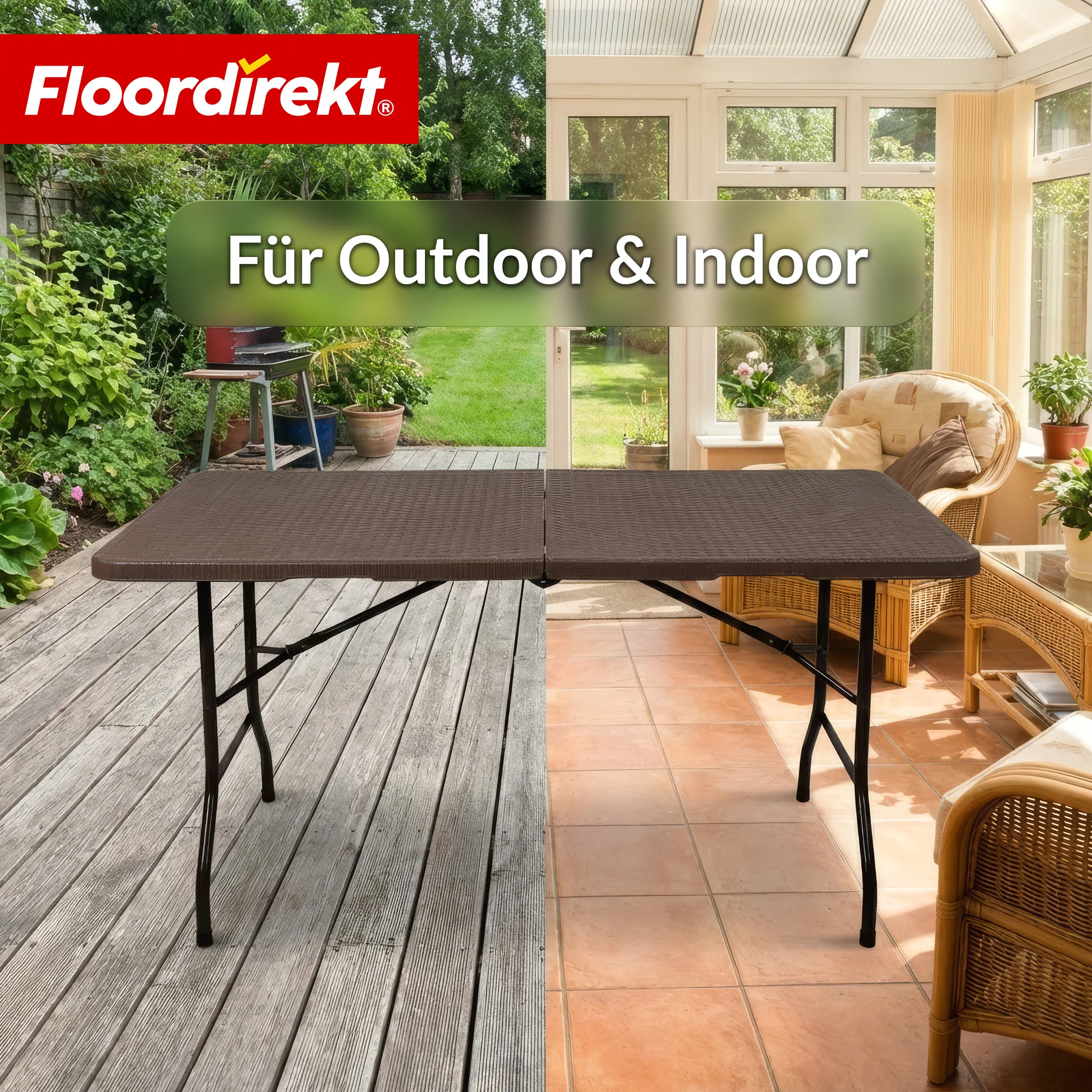 Gartentisch | Miyako | Wetterfester Klapptisch 183×75 cm | Faltbar mit Tragegriff für Garten, Terrasse & Events - Image 7