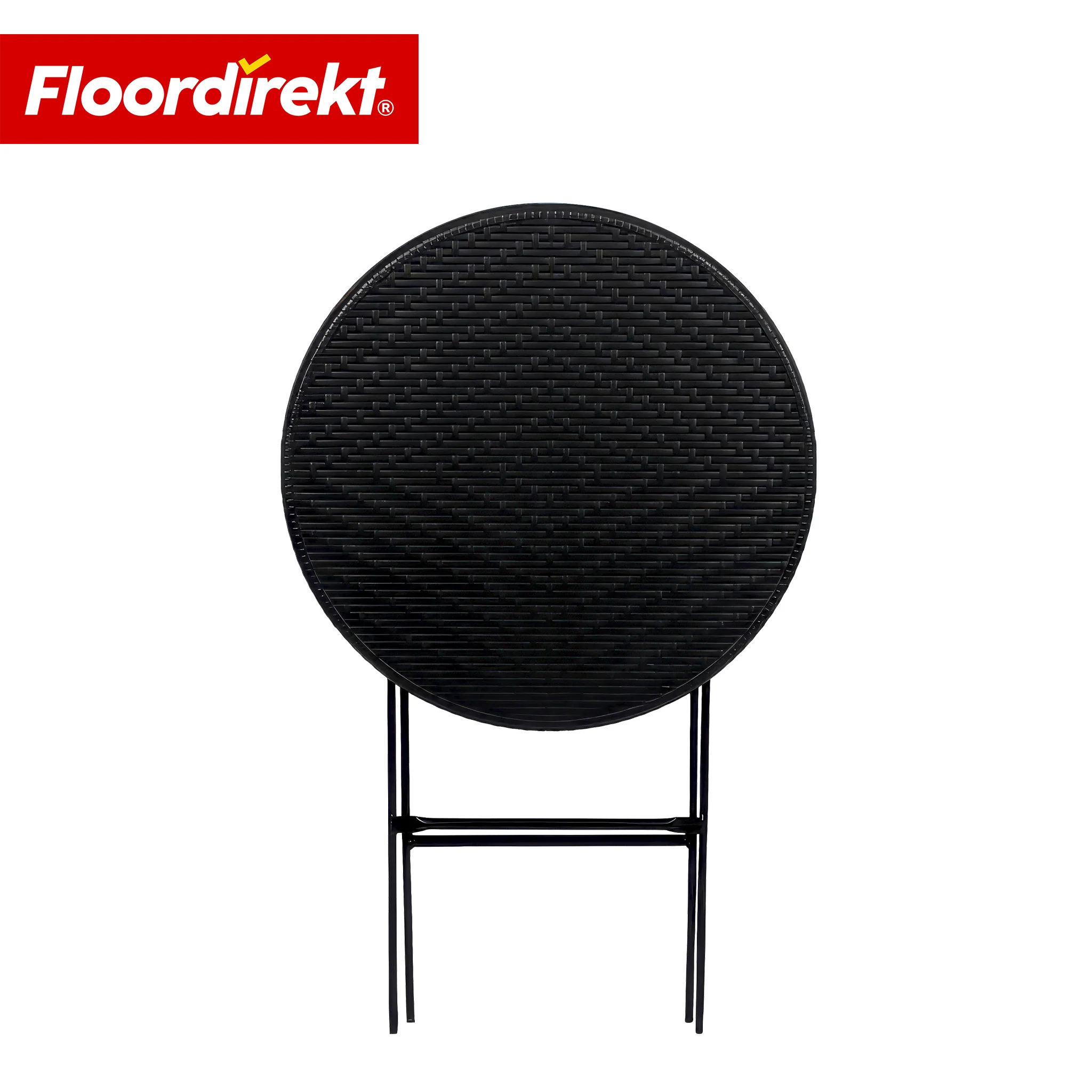 Klapptisch | Toyama | Runder, klappbarer Gartentisch in Rattan-Optik, schwarz | Ø 60 cm - Image 3