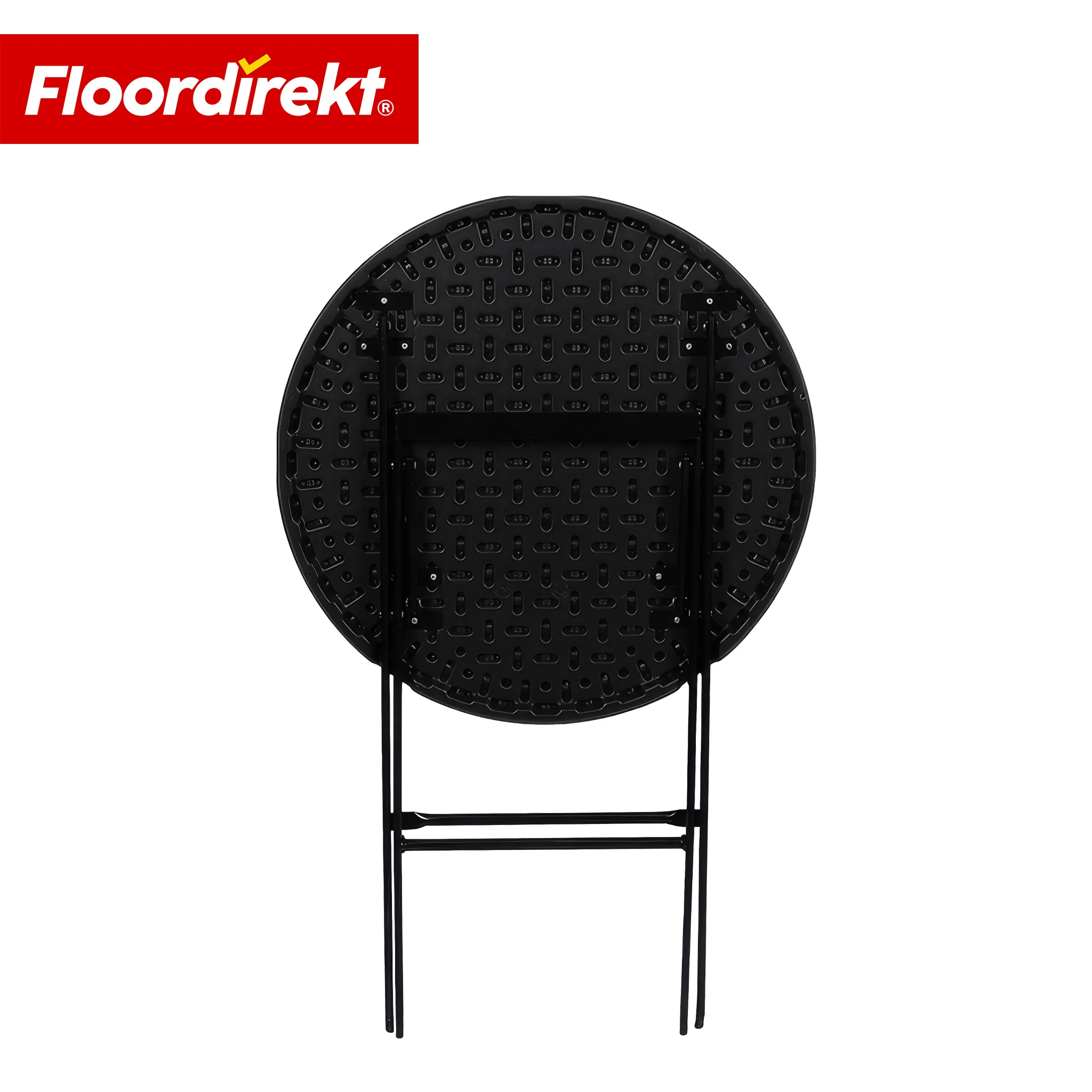 Klapptisch | Toyama | Runder, klappbarer Gartentisch in Rattan-Optik, schwarz | Ø 60 cm - Image 4