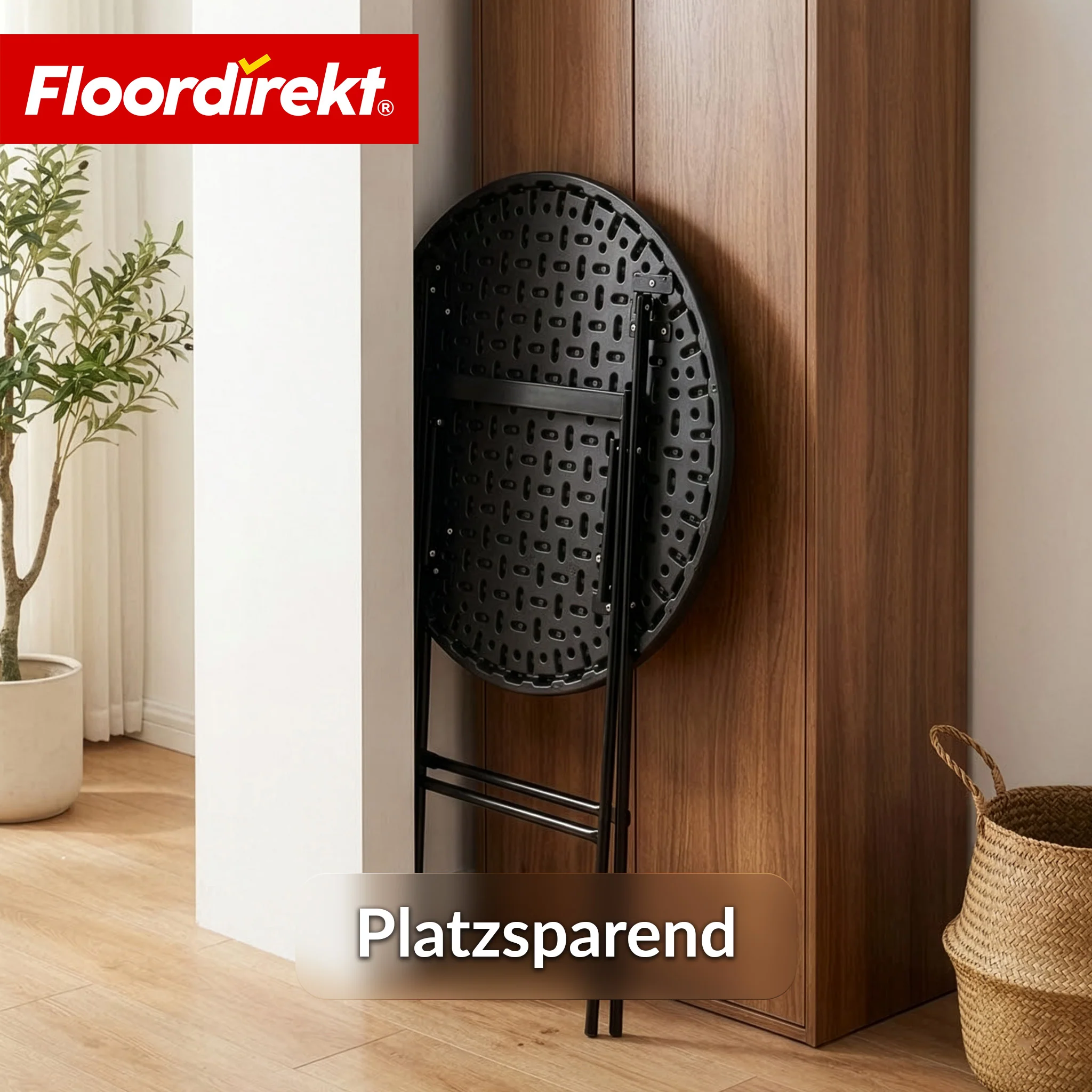 Klapptisch | Toyama | Runder, klappbarer Gartentisch in Rattan-Optik, schwarz | Ø 60 cm - Image 6