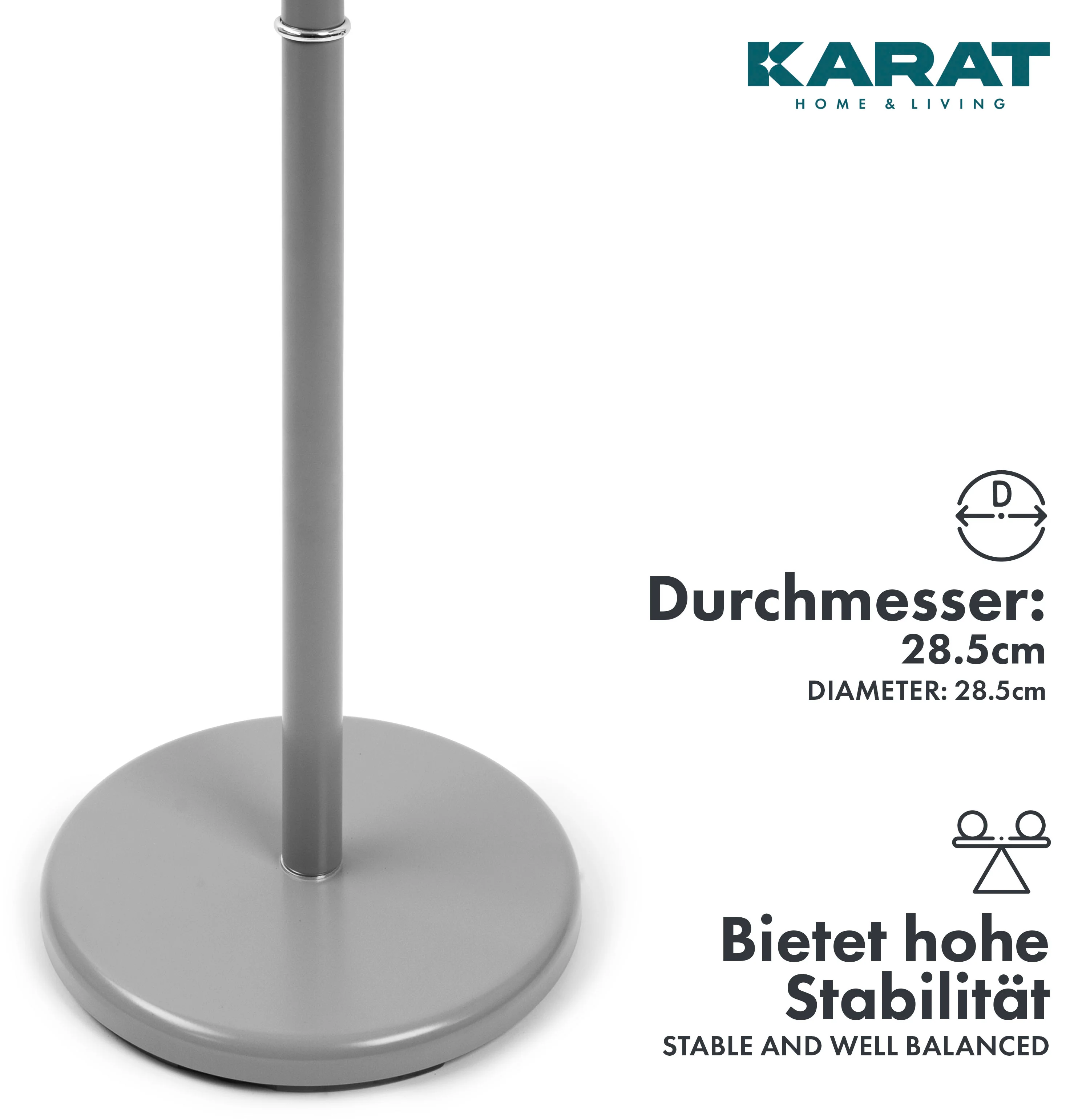 Garderobenständer | Franklin | 6 Haken | In grau-braunem Design | Runder Standfuß - Image 6