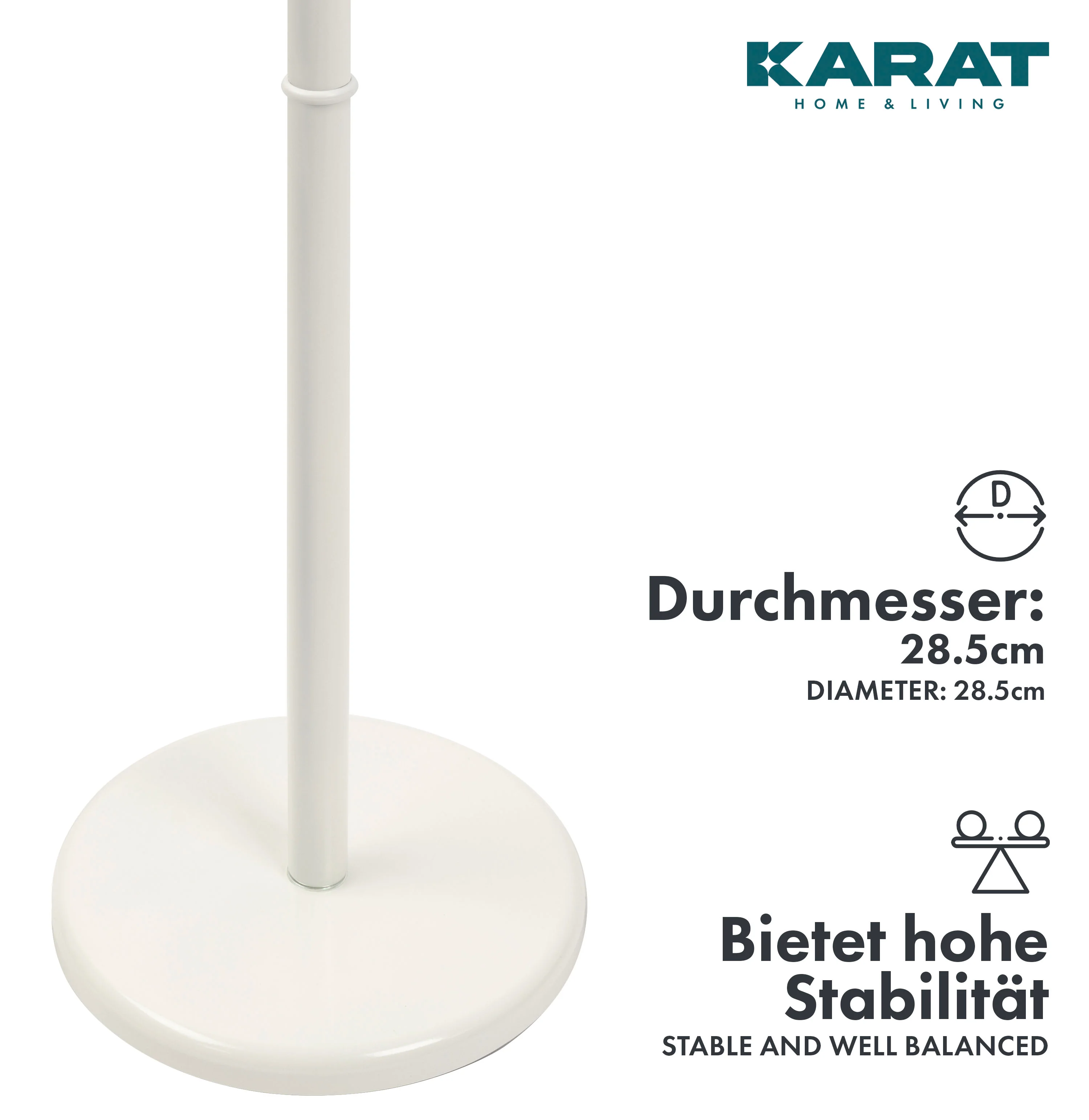 Garderobenständer | Thomas | 6 Haken | In weiß-braunem Design | Runder Standfuß - Image 6