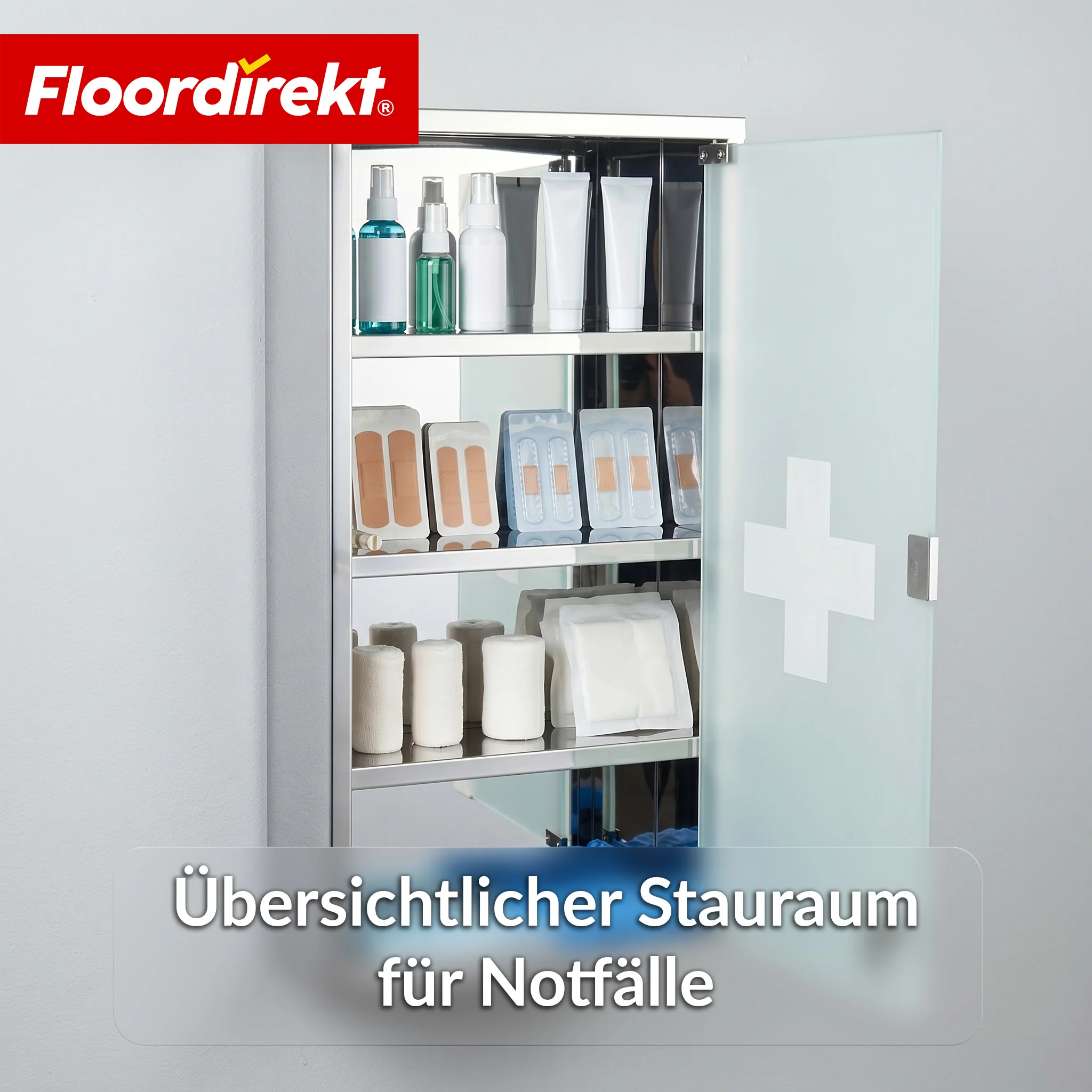 Medizinschrank | Allen | Abschließbarer Arzneischrank aus Edelstahl oder weiß pulverbeschichtet | Medikamentenschrank mit Glastür - Image 14