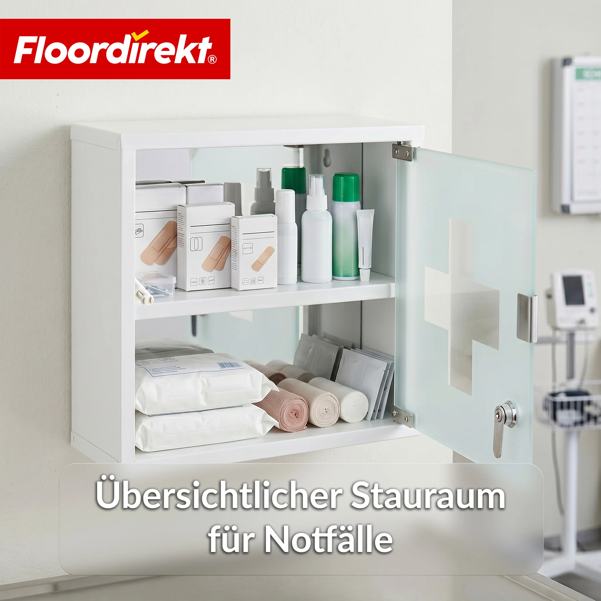 Medizinschrank | Allen | Abschließbarer Arzneischrank aus Edelstahl oder weiß pulverbeschichtet | Medikamentenschrank mit Glastür - Image 23