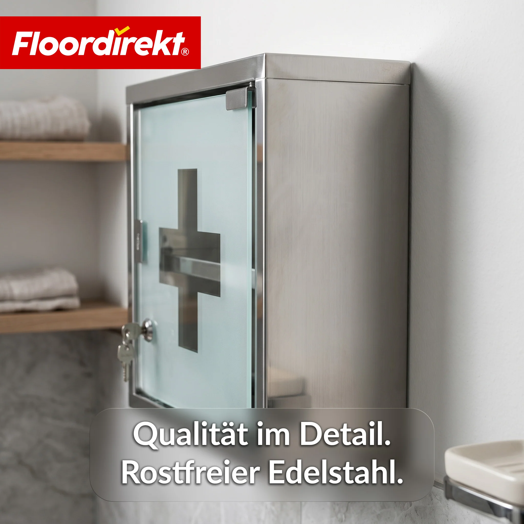 Medizinschrank | Allen | Abschließbarer Arzneischrank aus Edelstahl oder weiß pulverbeschichtet | Medikamentenschrank mit Glastür - Image 7