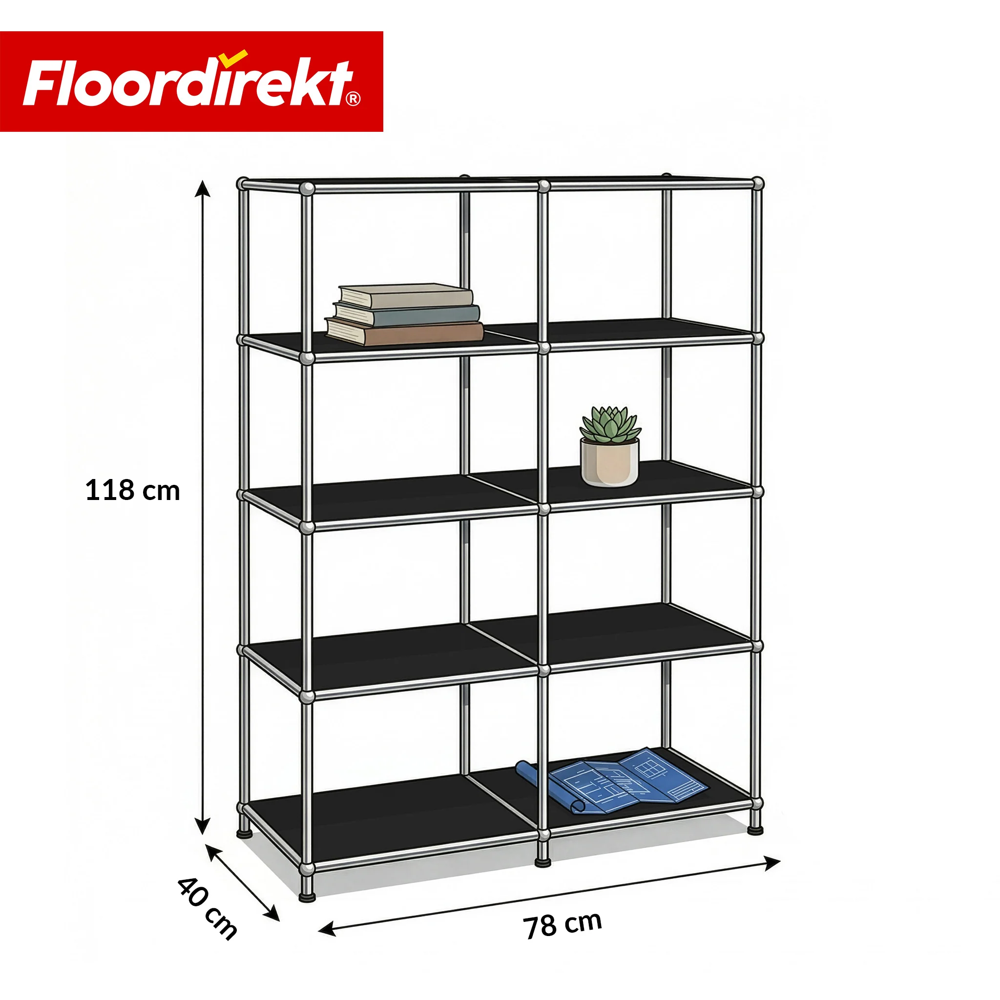 Metallregal | Concept Epure MK-015 | Offenes Standregal mit 5 Ablagen | Bücherregal & Raumteiler Metall - Image 10