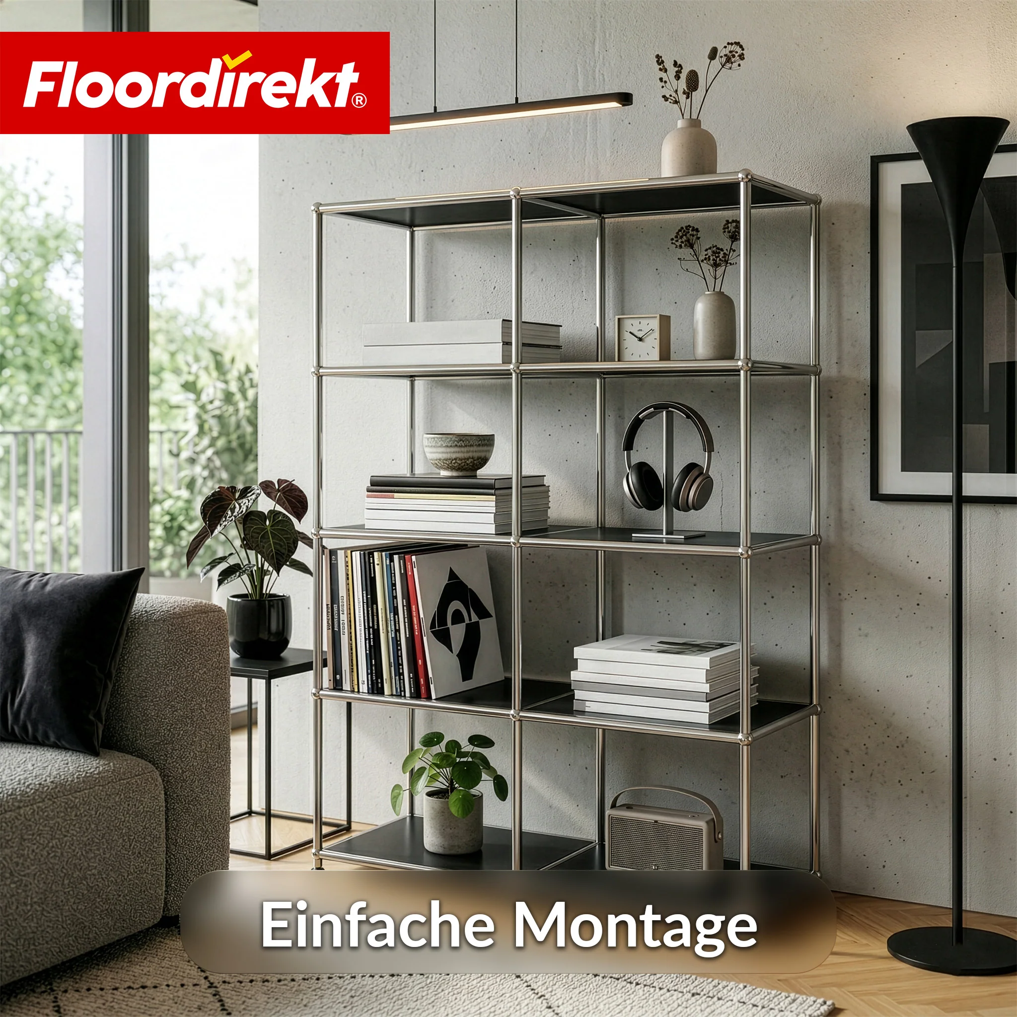 Metallregal | Concept Epure MK-015 | Offenes Standregal mit 5 Ablagen | Bücherregal & Raumteiler Metall - Image 16