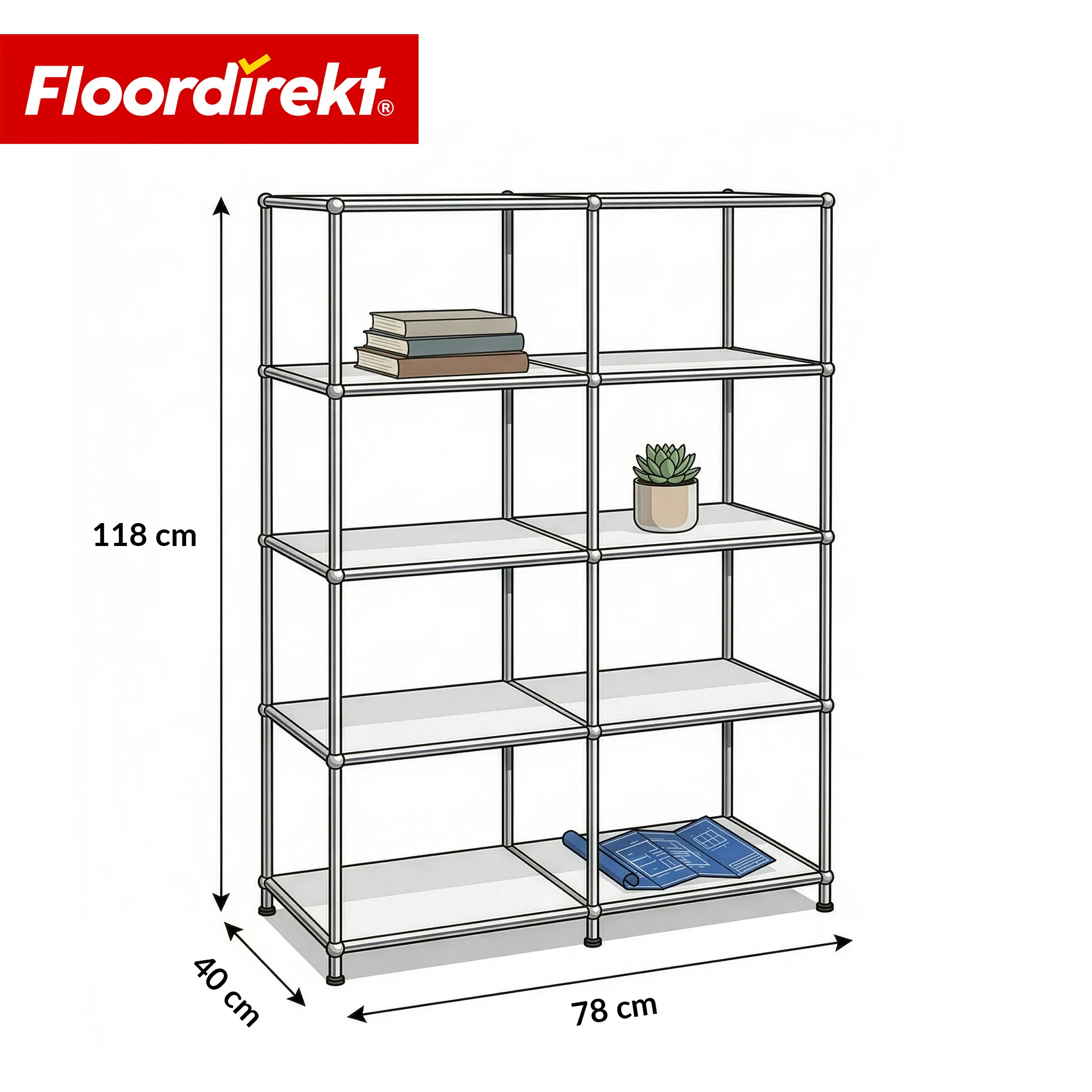 Metallregal | Concept Epure MK-015 | Offenes Standregal mit 5 Ablagen | Bücherregal & Raumteiler Metall - Image 18
