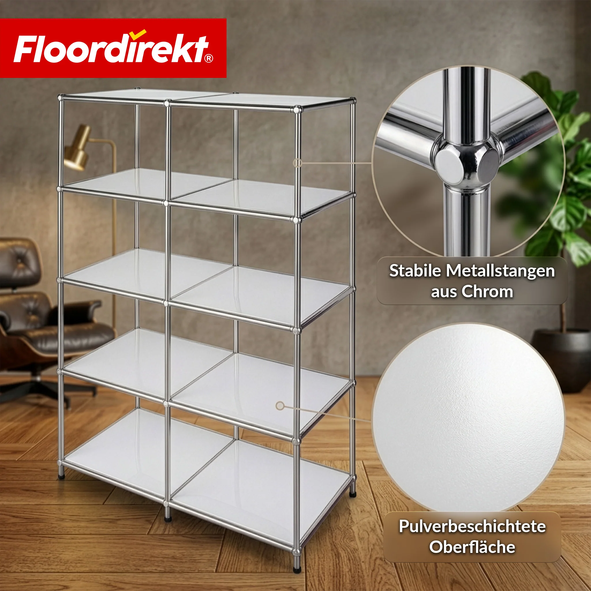 Metallregal | Concept Epure MK-015 | Offenes Standregal mit 5 Ablagen | Bücherregal & Raumteiler Metall - Image 20