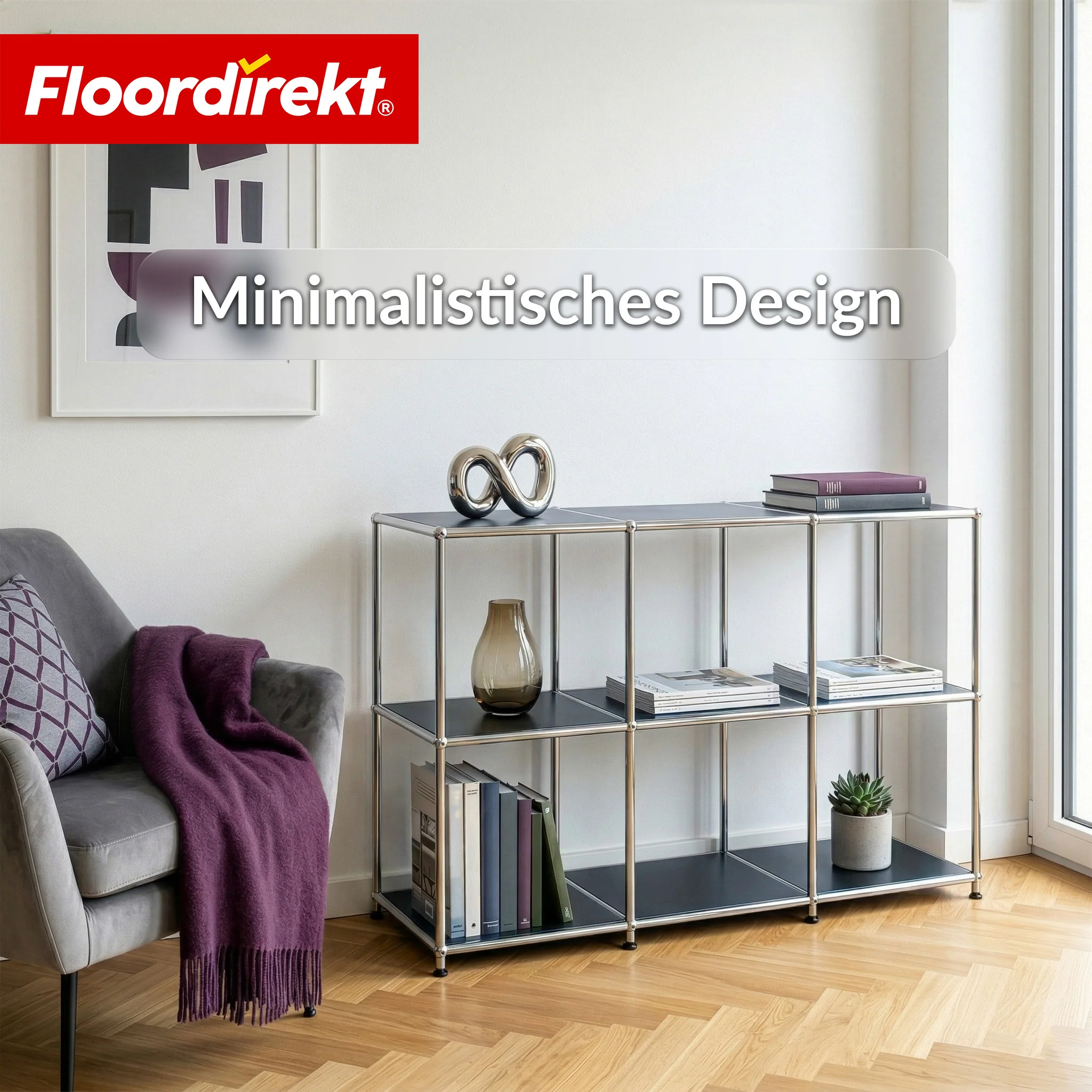 Metallregal | Concept Epure MK-018 | 3 Ablagen Standregal | Sideboard & Lowboard | Offenes Bücherregal - Image 11