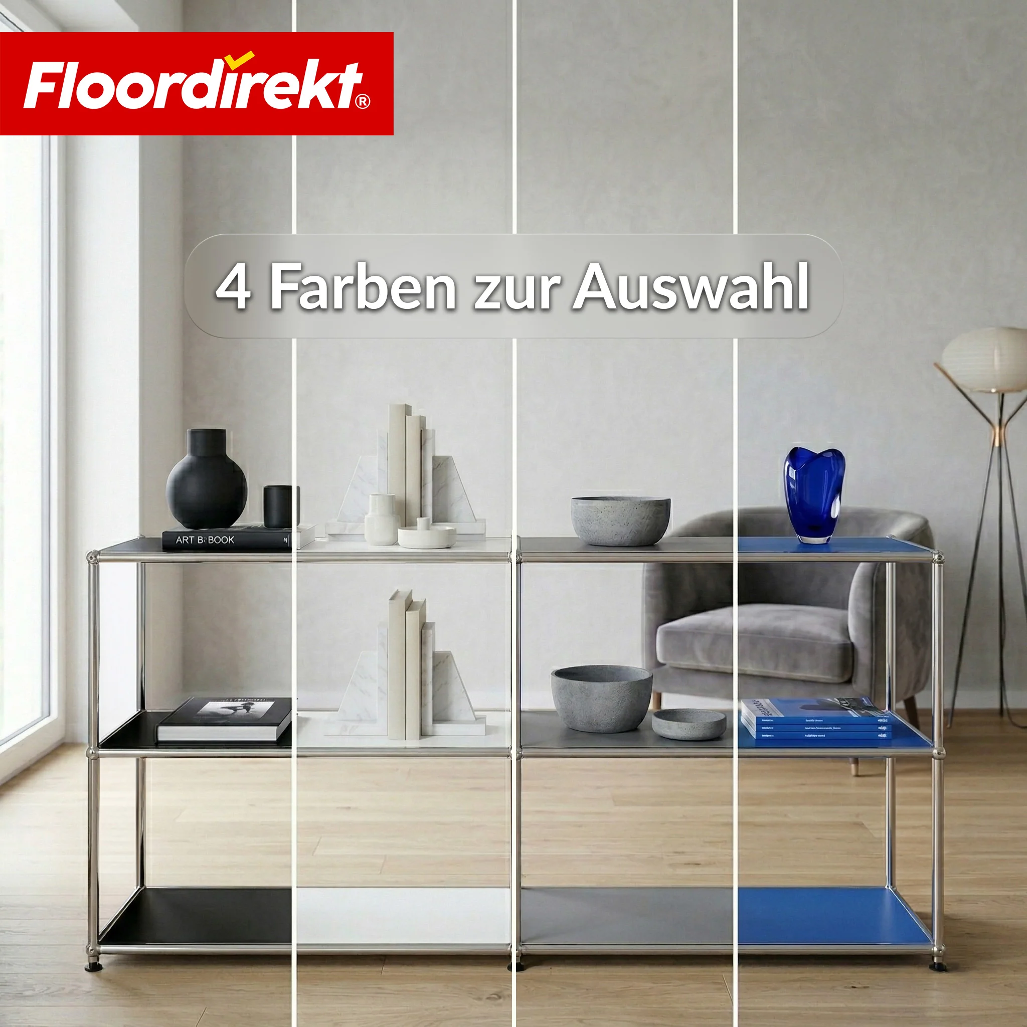 Metallregal | Concept Epure MK-018 | 3 Ablagen Standregal | Sideboard & Lowboard | Offenes Bücherregal - Image 15