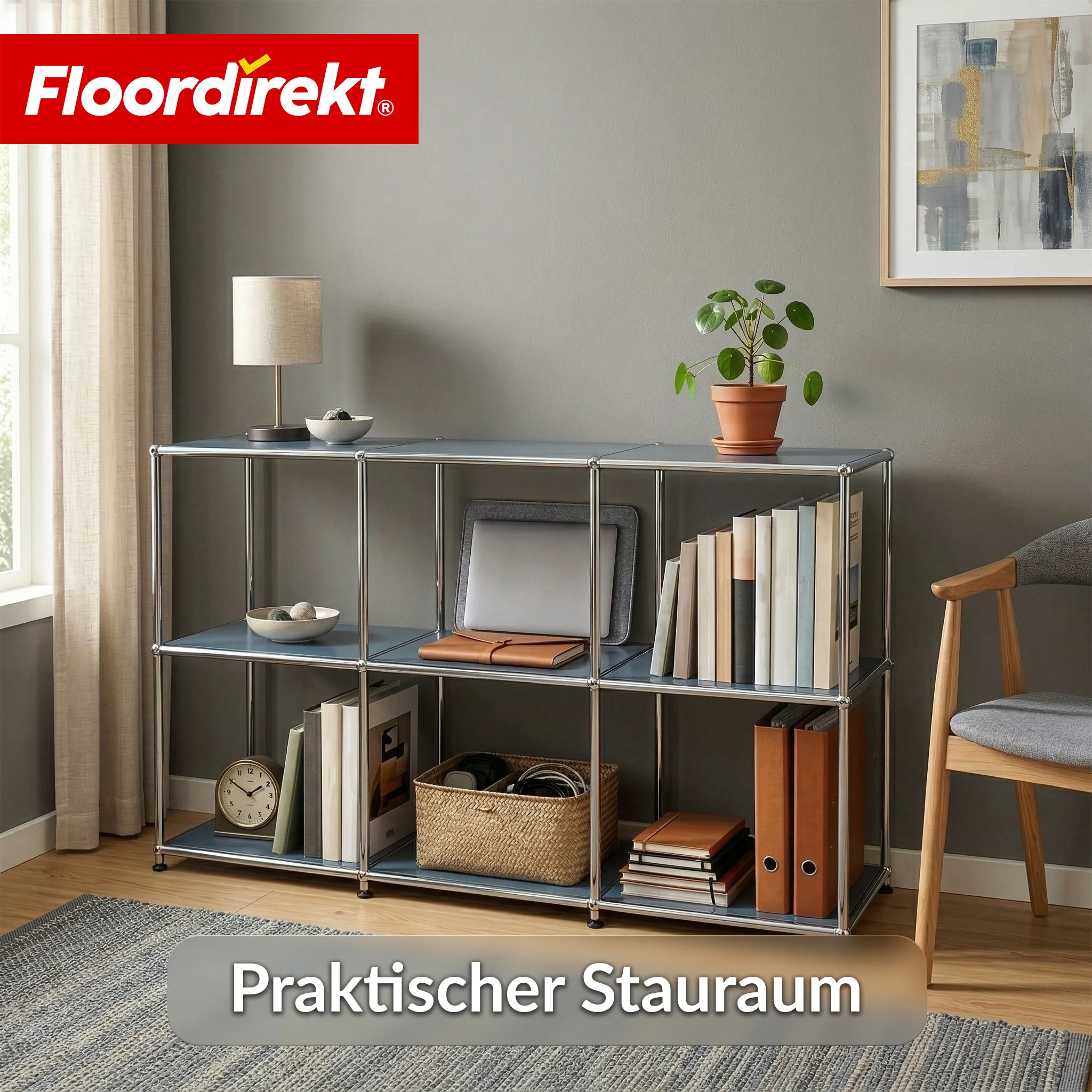 Metallregal | Concept Epure MK-018 | 3 Ablagen Standregal | Sideboard & Lowboard | Offenes Bücherregal - Image 21