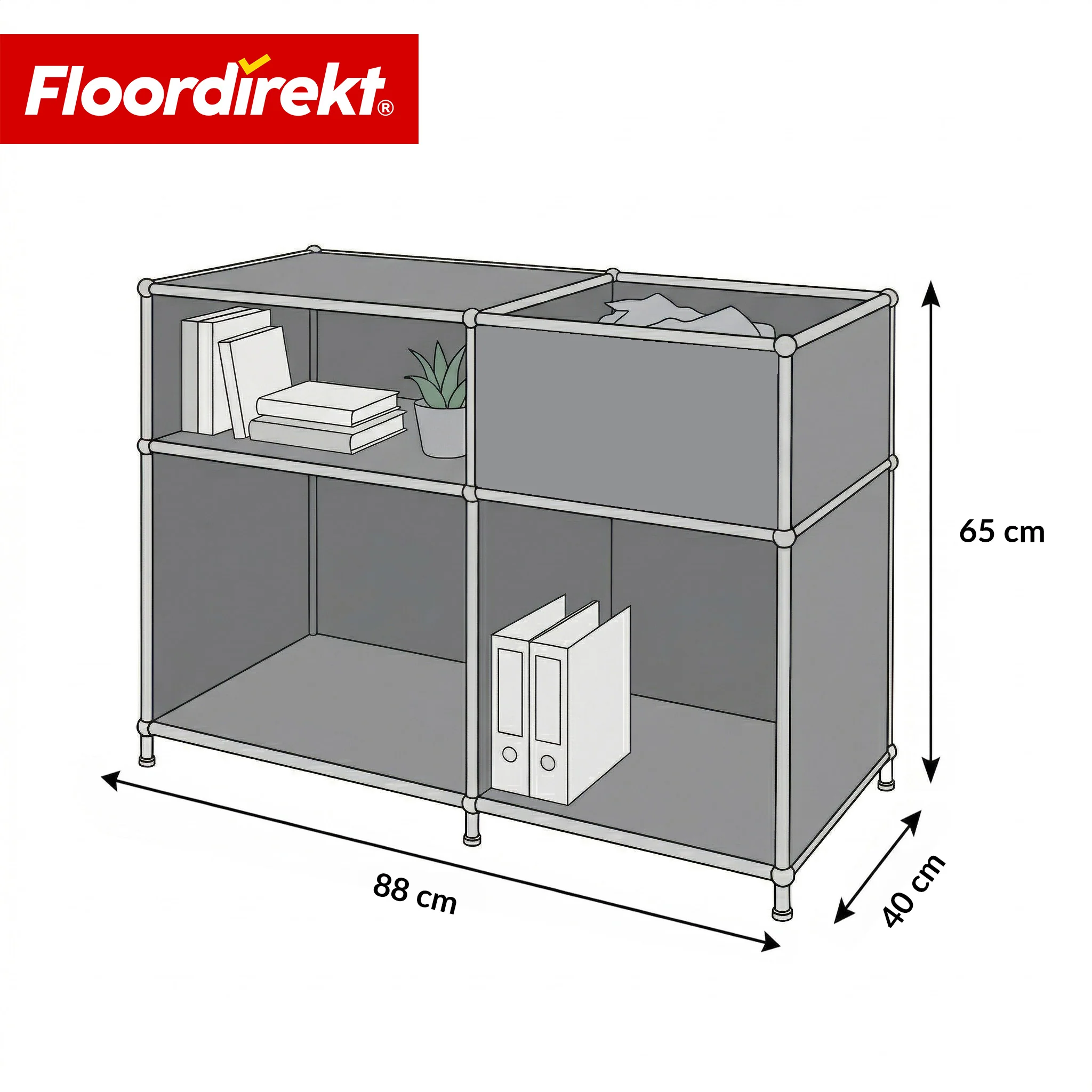 Metallregal | Concept Epure MK-030 | Standregal mit 3 Ablagen & Stauraumfach | Sideboard & Aufbewahrungsregal - Image 18