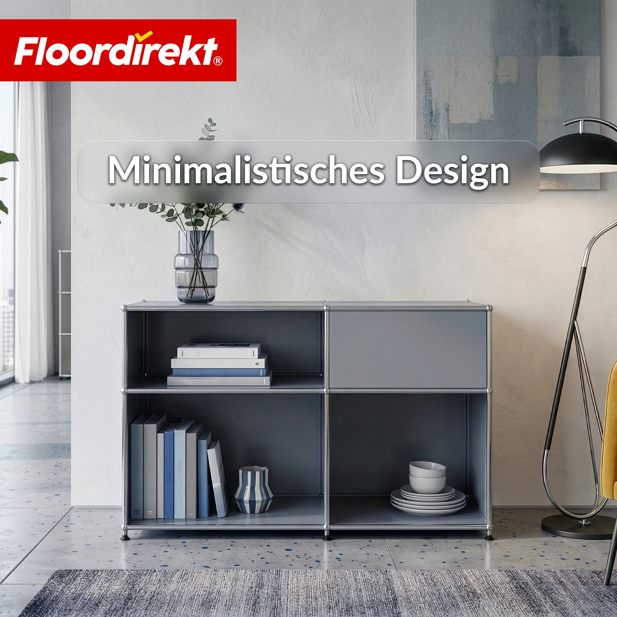 Metallregal | Concept Epure MK-030 | Standregal mit 3 Ablagen & Stauraumfach | Sideboard & Aufbewahrungsregal - Image 19