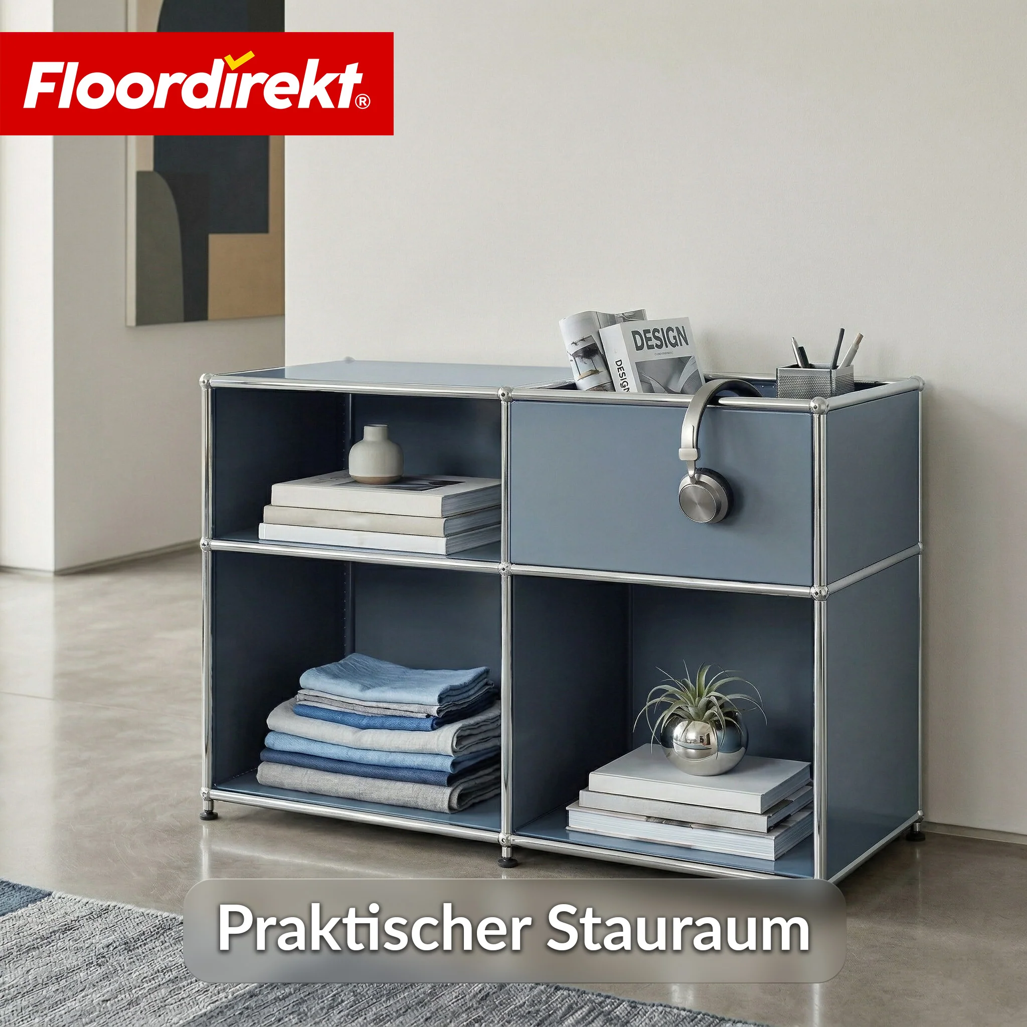 Metallregal | Concept Epure MK-030 | Standregal mit 3 Ablagen & Stauraumfach | Sideboard & Aufbewahrungsregal - Image 21