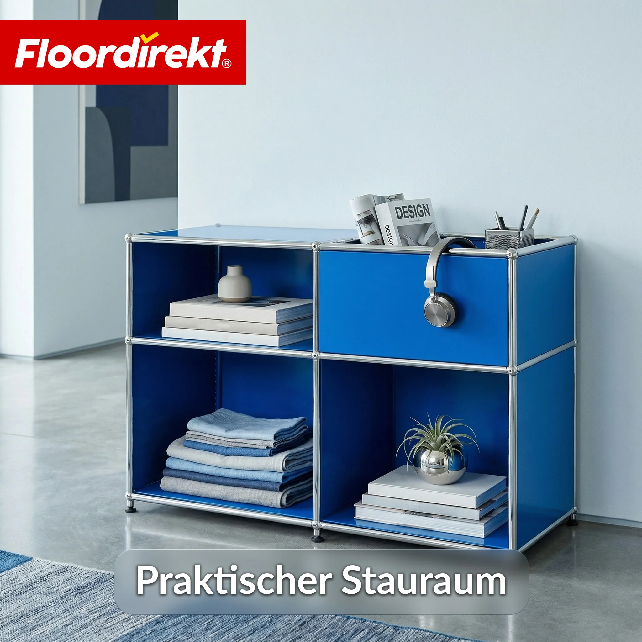 Metallregal | Concept Epure MK-030 | Standregal mit 3 Ablagen & Stauraumfach | Sideboard & Aufbewahrungsregal - Image 29