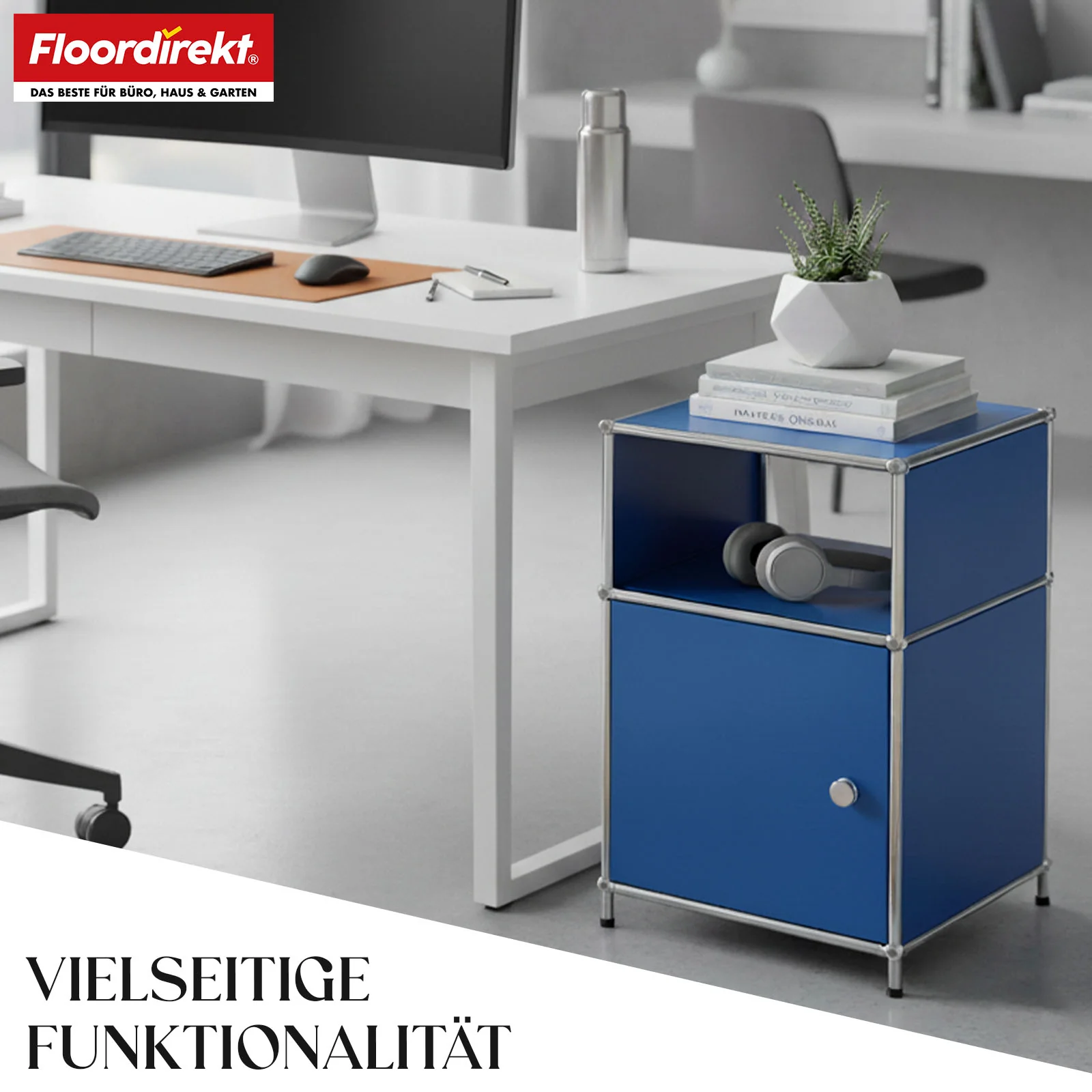 Metallregal | Concept Epure MK-040 | 3-stöckiges Aufbewahrungsregal mit Tür & & Ablageflächen | In mehreren Farben erhältlich - Image 5