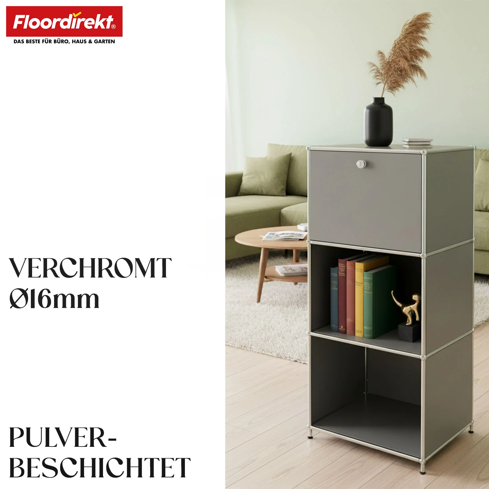 Metallregal | Concept Epure MK-107 | 4-stöckiges Aufbewahrungsregal mit verschließbarem Fach & Ablagen | In verschiedenen Farben - Image 19