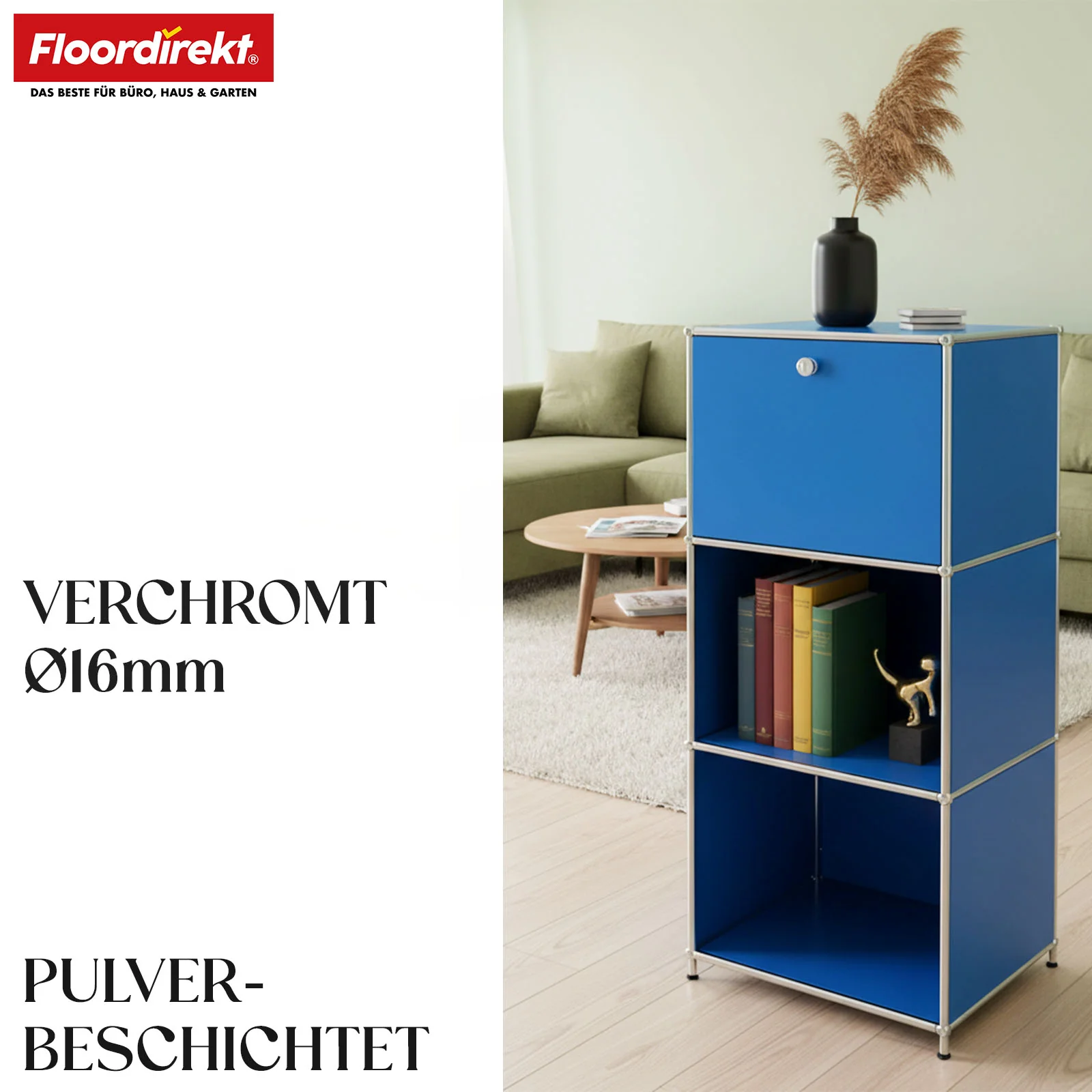 Metallregal | Concept Epure MK-107 | 4-stöckiges Aufbewahrungsregal mit verschließbarem Fach & Ablagen | In verschiedenen Farben - Image 27