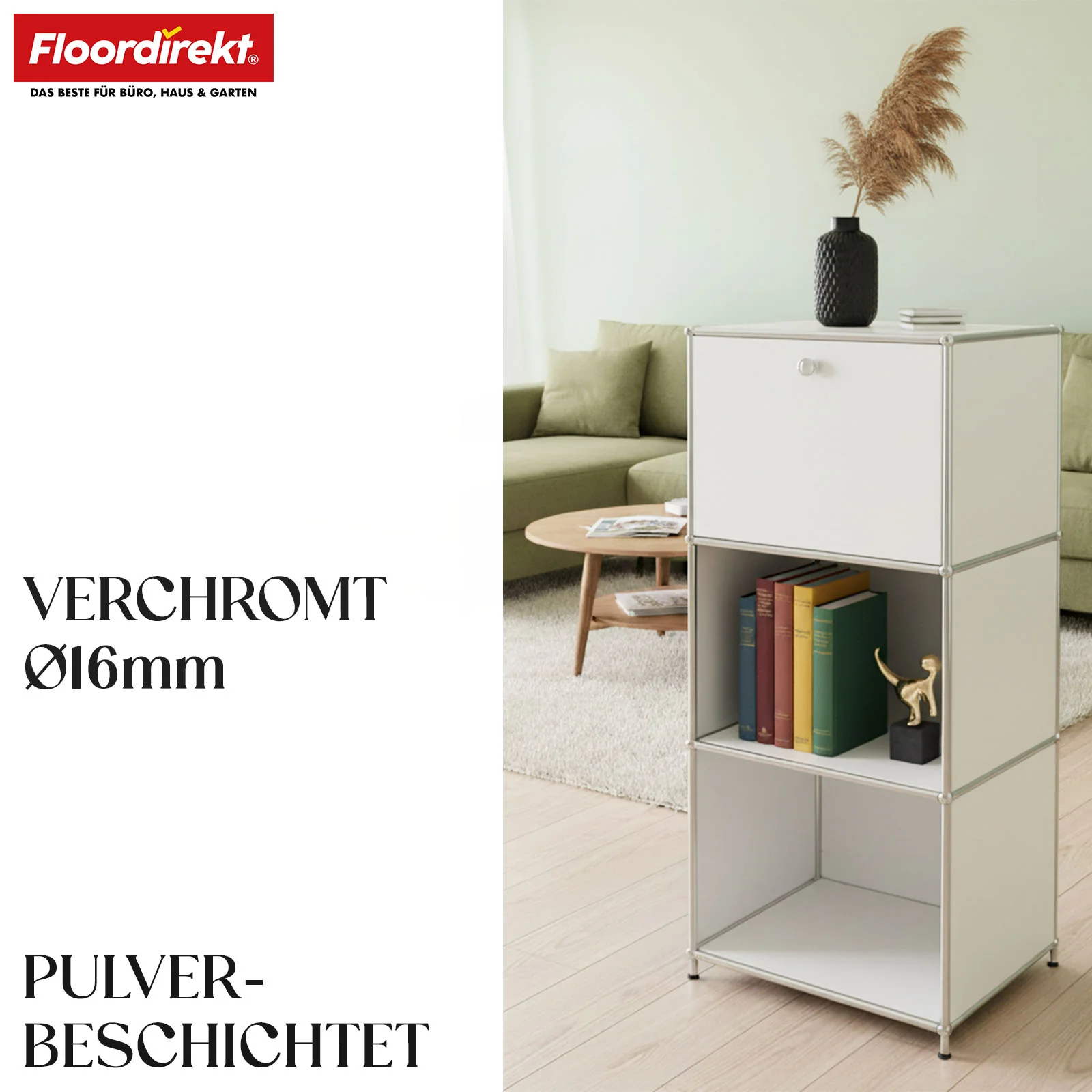 Metallregal | Concept Epure MK-107 | 4-stöckiges Aufbewahrungsregal mit verschließbarem Fach & Ablagen | In verschiedenen Farben - Image 3