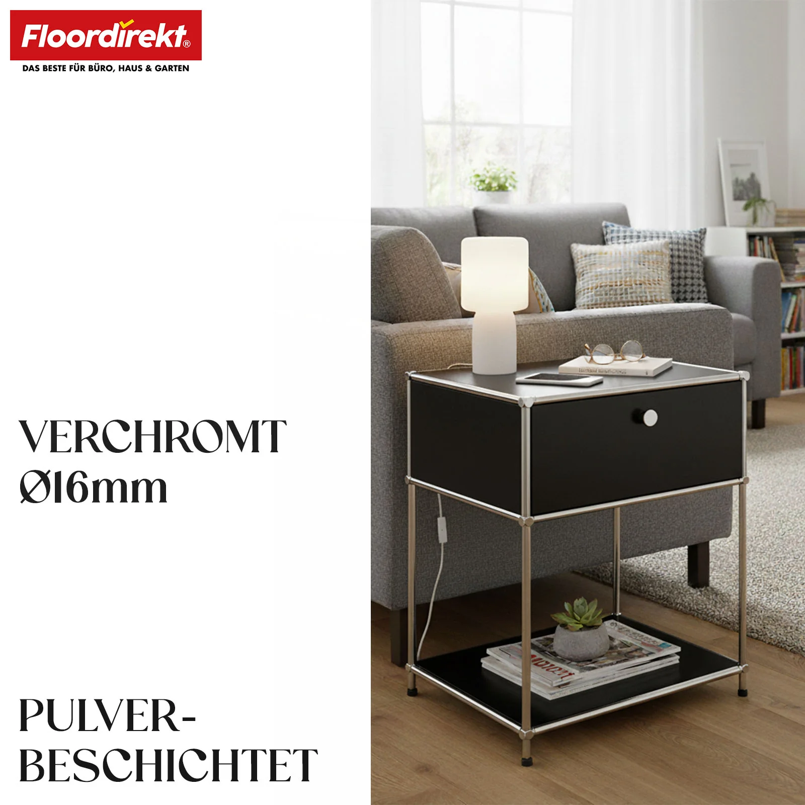 Metallregal | Concept Epure MK-139 | Beistell- & Aufbewahrungsregal mit Schublade & Ablagen | In mehreren Farben erhältlich - Image 3