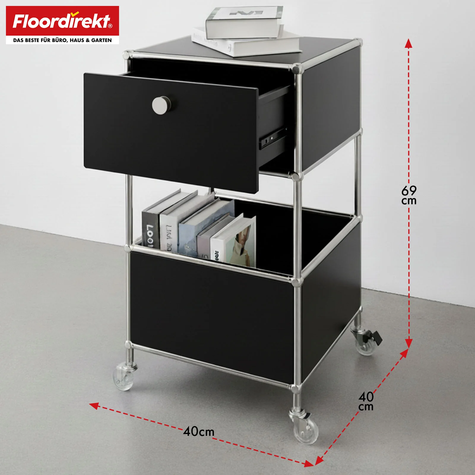 Metallregal | Concept Epure MK-145 | 3-stöckiger Rollcontainer mit Schublade & Ablagen | In mehreren Farben erhältlich - Image 10
