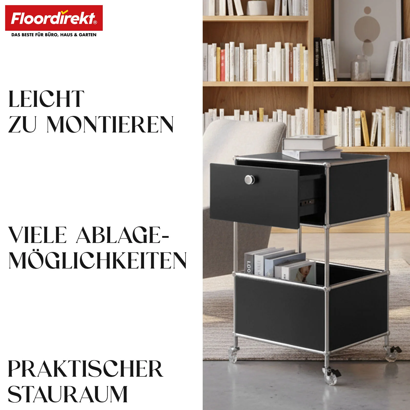 Metallregal | Concept Epure MK-145 | 3-stöckiger Rollcontainer mit Schublade & Ablagen | In mehreren Farben erhältlich - Image 12