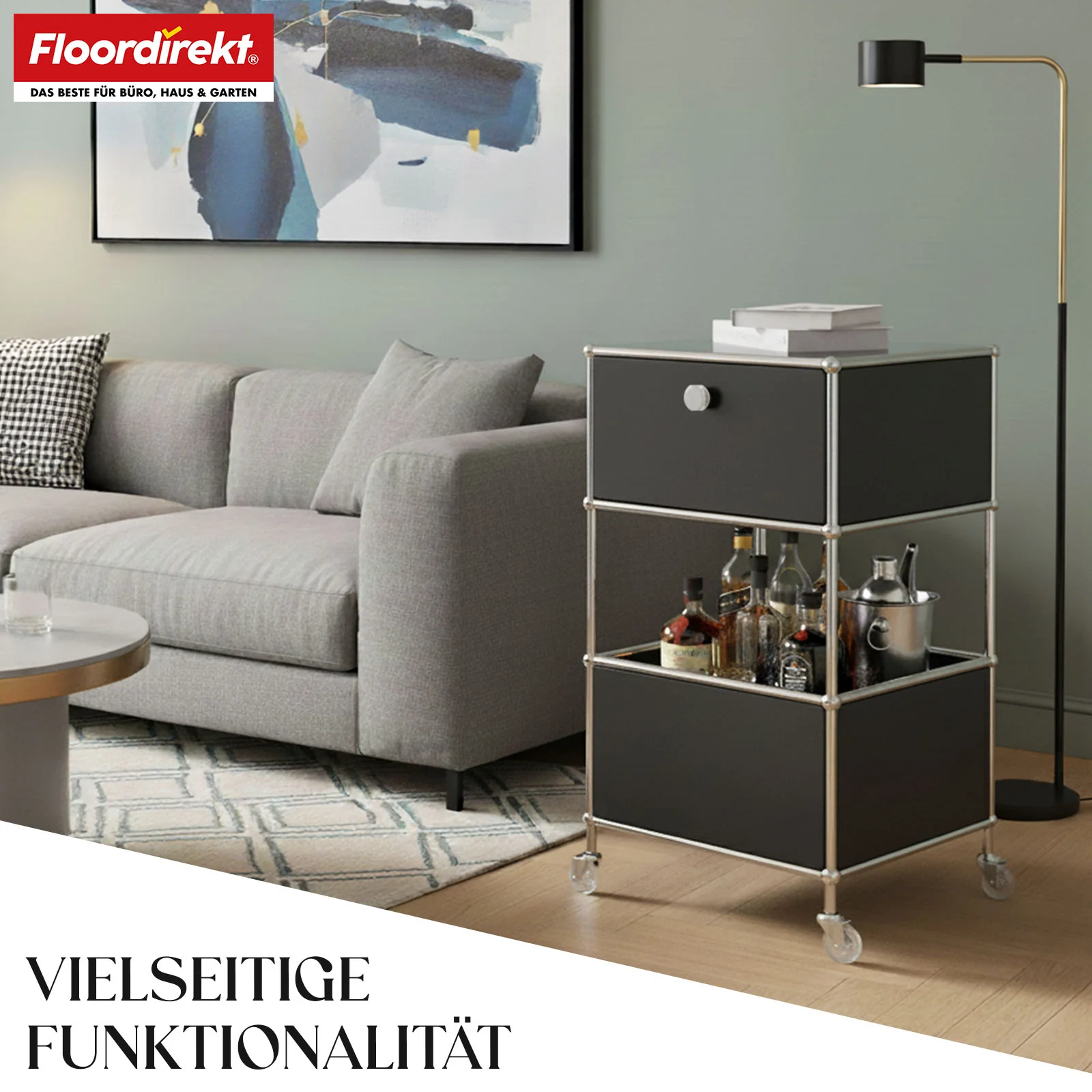 Metallregal | Concept Epure MK-145 | 3-stöckiger Rollcontainer mit Schublade & Ablagen | In mehreren Farben erhältlich - Image 13