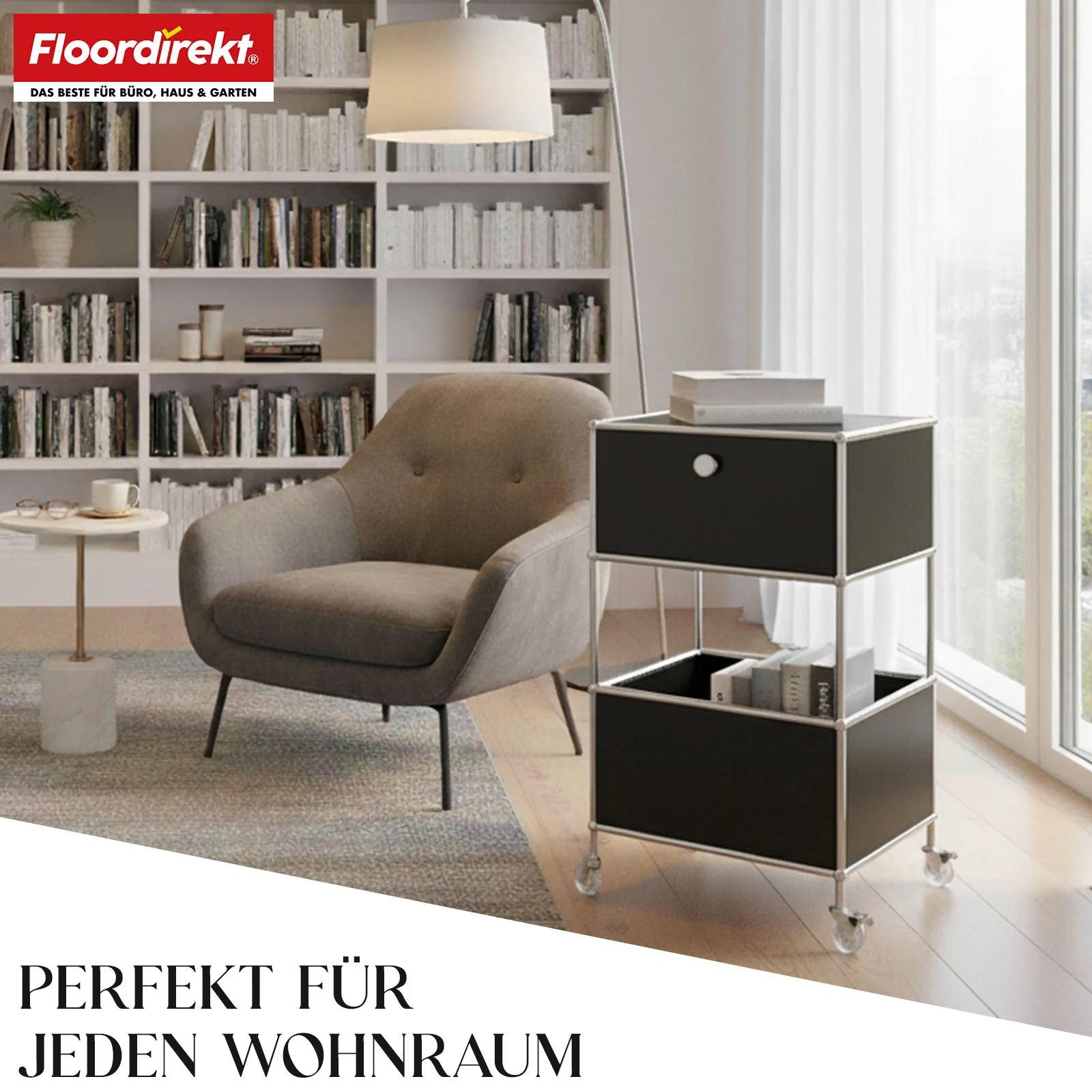Metallregal | Concept Epure MK-145 | 3-stöckiger Rollcontainer mit Schublade & Ablagen | In mehreren Farben erhältlich - Image 15