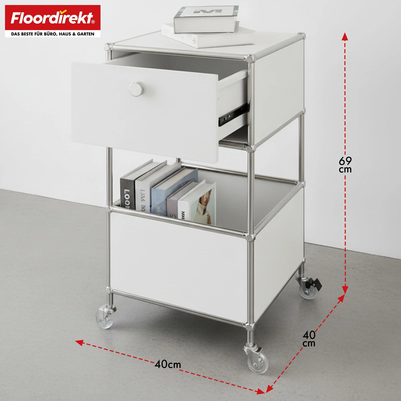 Metallregal | Concept Epure MK-145 | 3-stöckiger Rollcontainer mit Schublade & Ablagen | In mehreren Farben erhältlich - Image 18