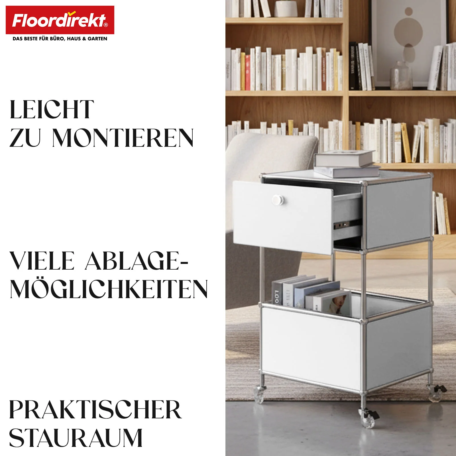 Metallregal | Concept Epure MK-145 | 3-stöckiger Rollcontainer mit Schublade & Ablagen | In mehreren Farben erhältlich - Image 20