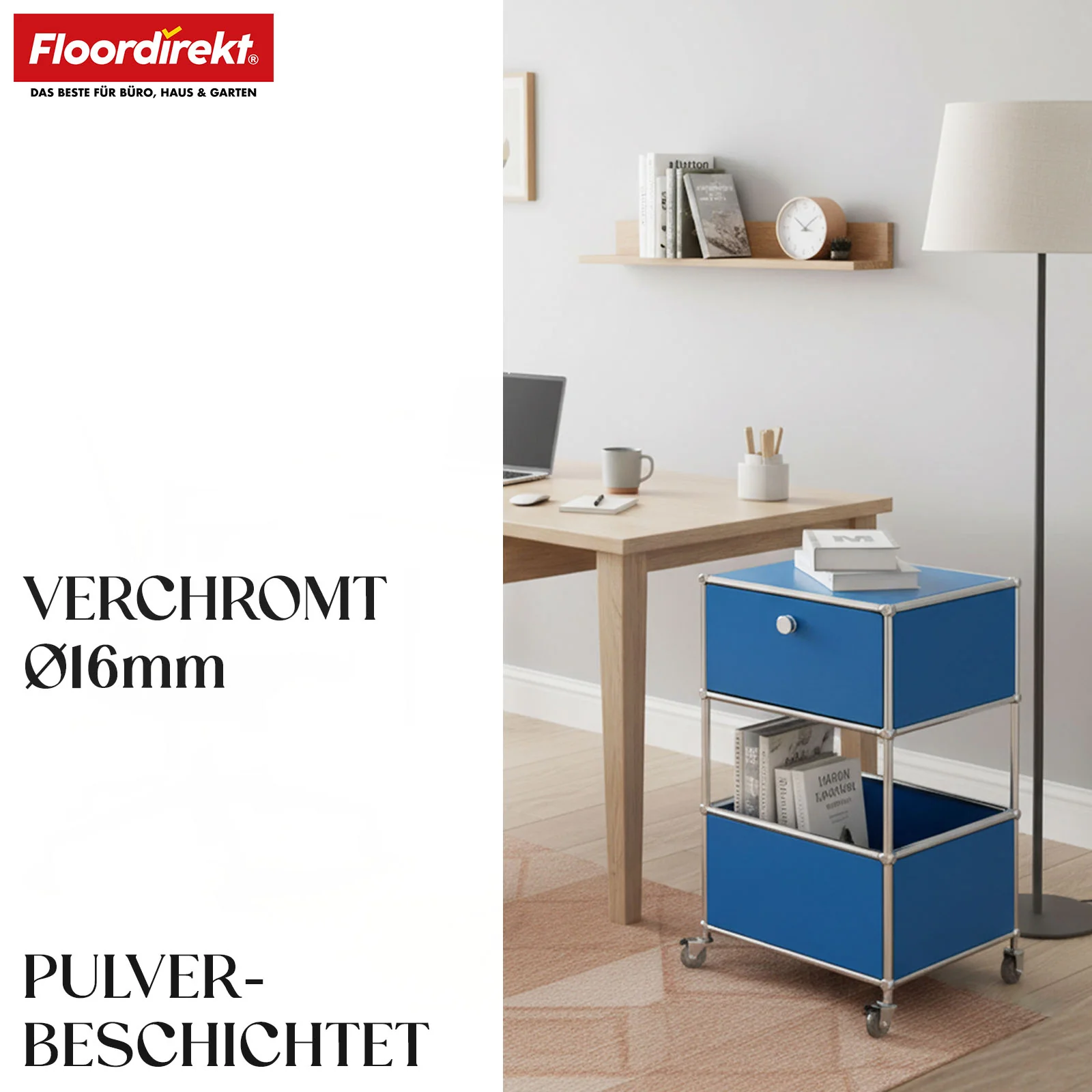 Metallregal | Concept Epure MK-145 | 3-stöckiger Rollcontainer mit Schublade & Ablagen | In mehreren Farben erhältlich - Image 3