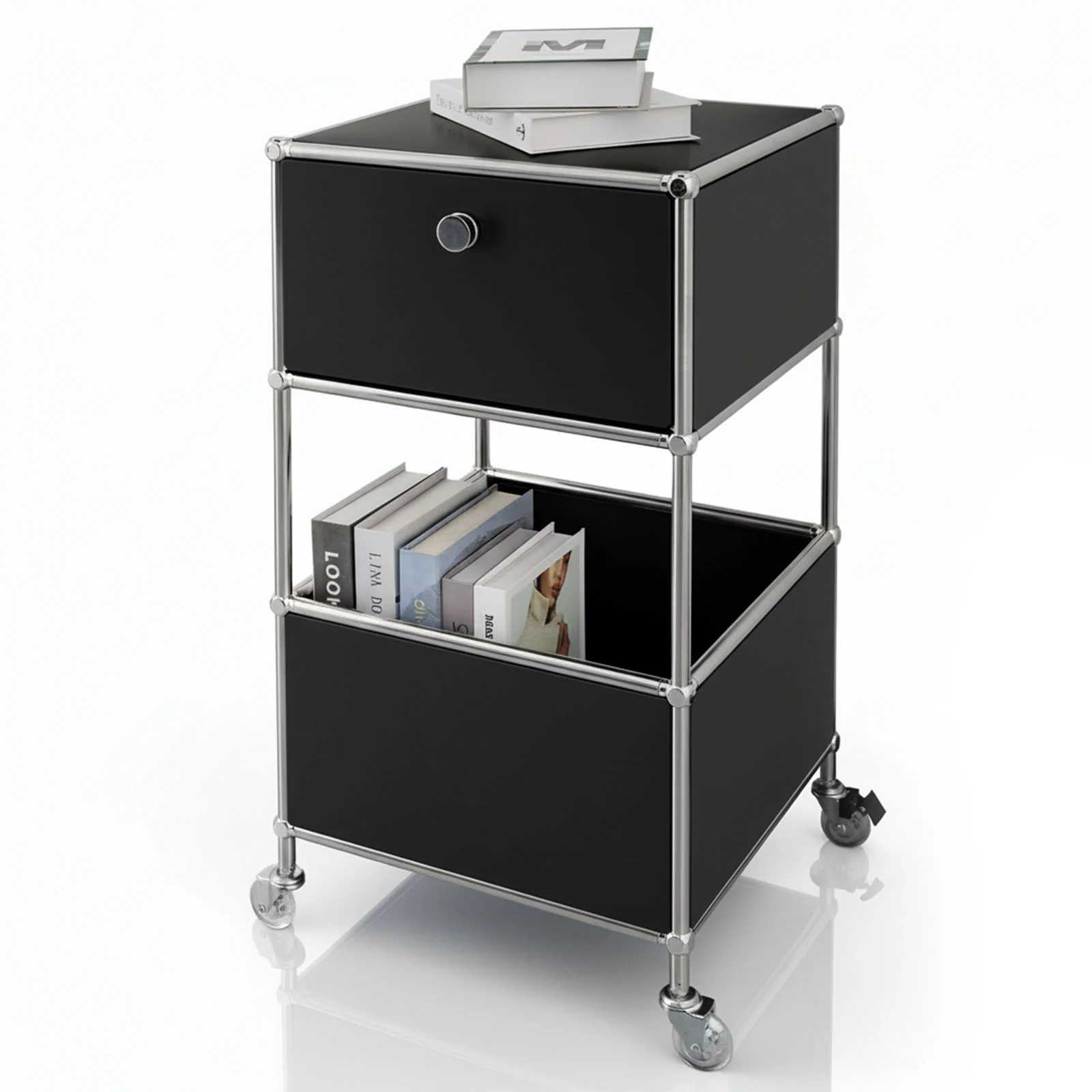 Metallregal | Concept Epure MK-145 | 3-stöckiger Rollcontainer mit Schublade & Ablagen | In mehreren Farben erhältlich - Image 9